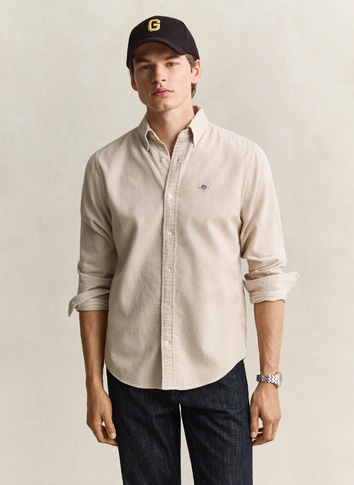 Chemise droite col classique en coton GANT
