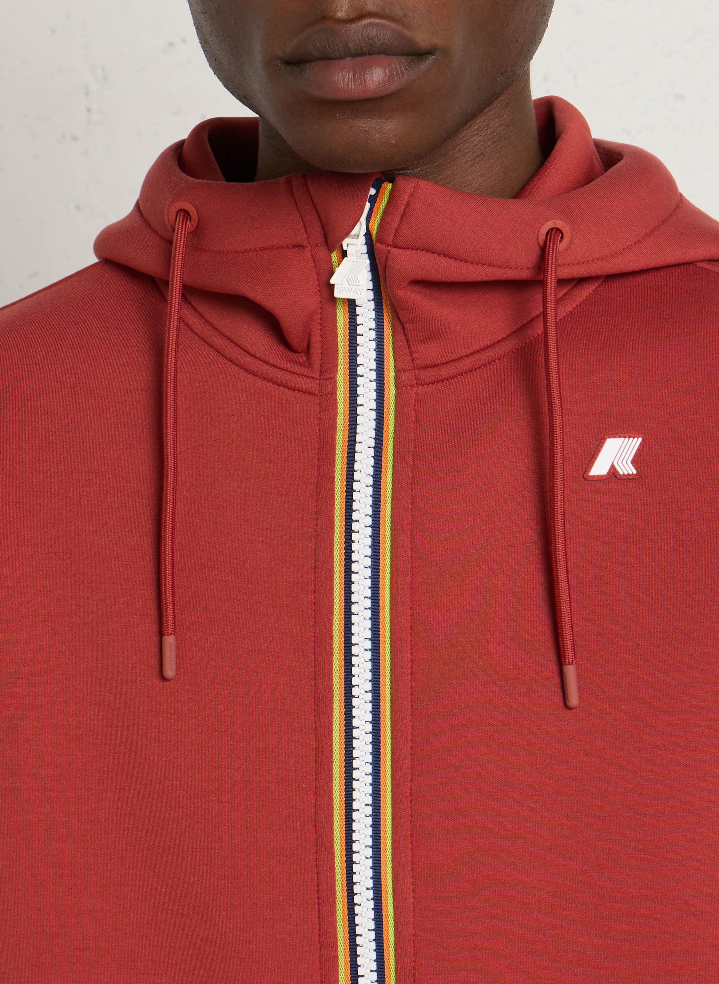 Weiter Kapuzen-Zipper-Sweatshirt K-WAY Rot