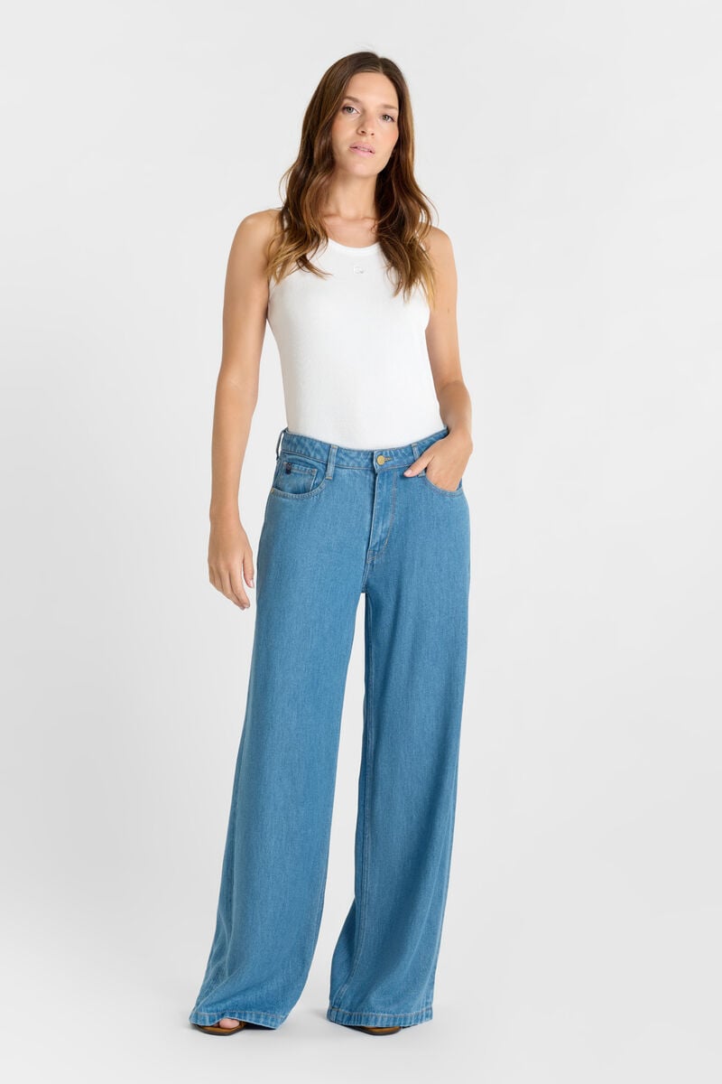 High-waisted loose-fit zip jeans LE TEMPS DES CERISES Blue