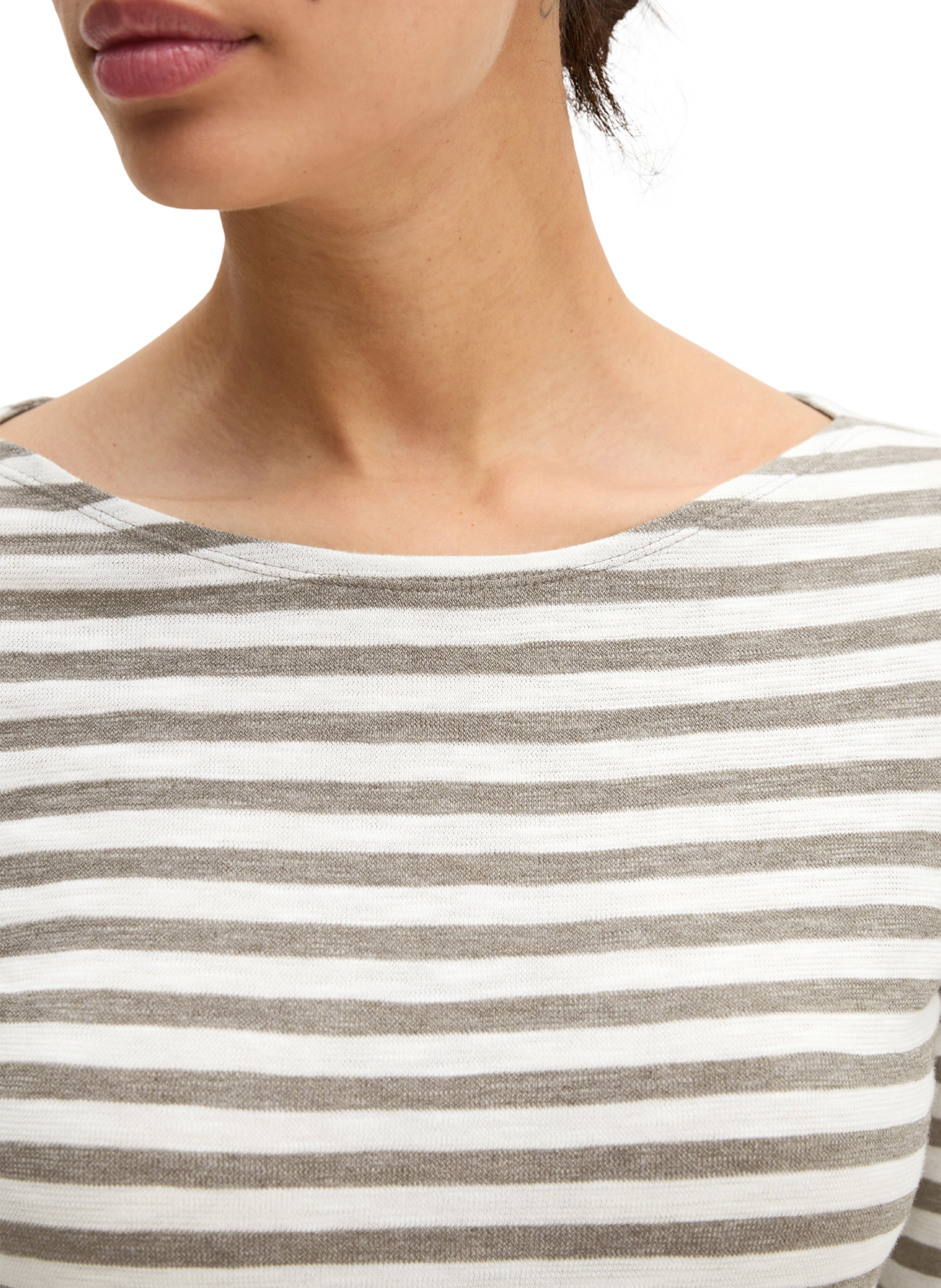 Tee-shirt moulant à rayures en coton MARC O'POLO Gris