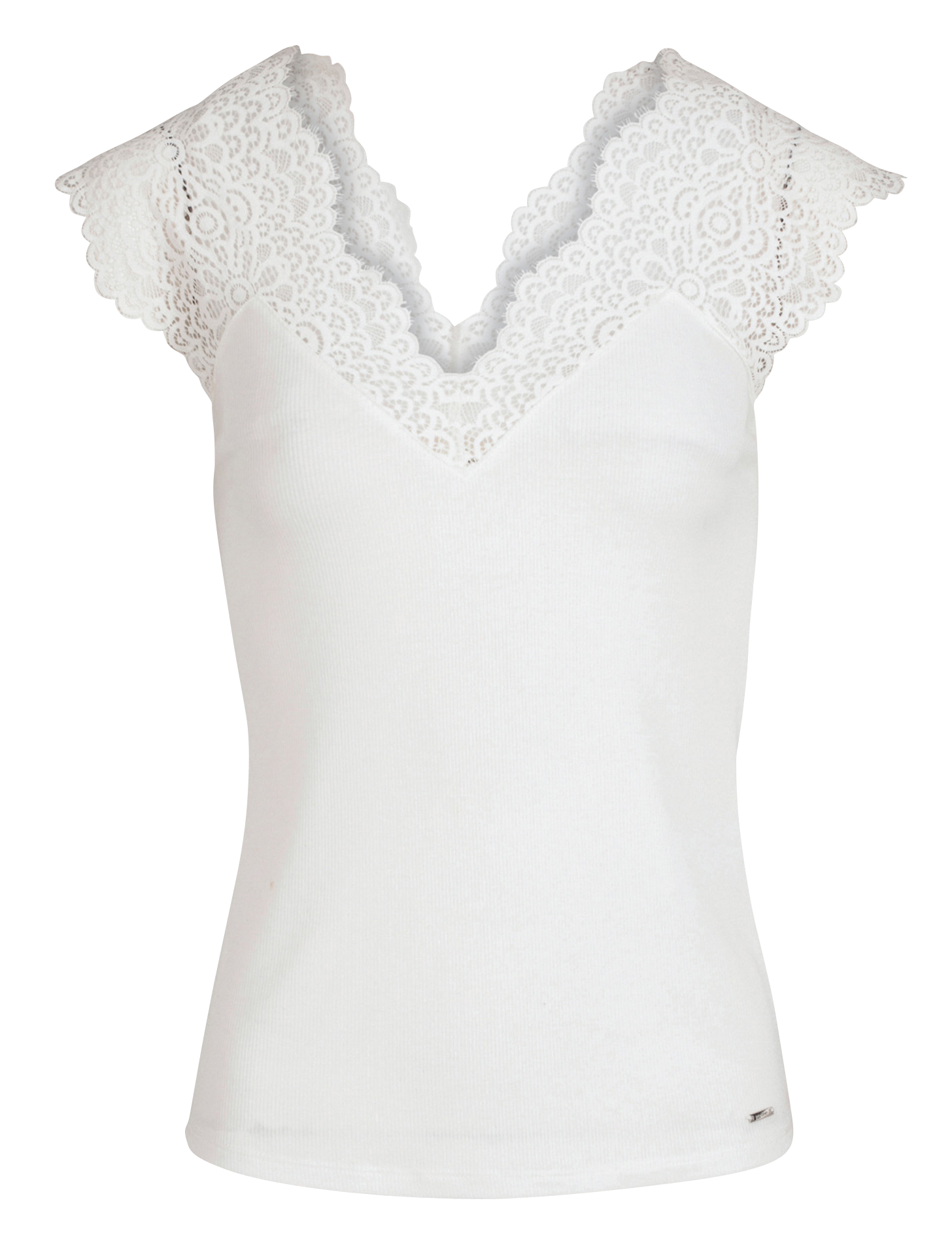 Lace V-neck top MORGAN Beige