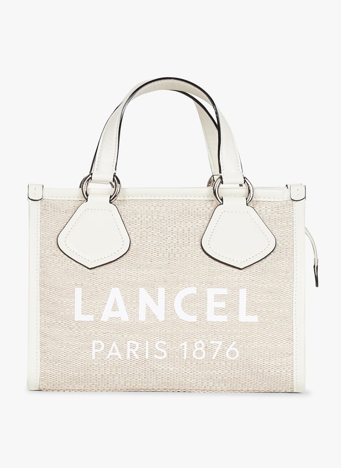 Jute Canvas And Smooth Leather Shoulder Bag Naturel Blanc Lancel