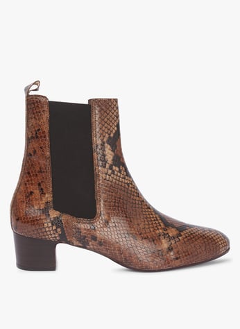Snakeskin effect Leather Mid calf Boots Hazelnut Anonymous