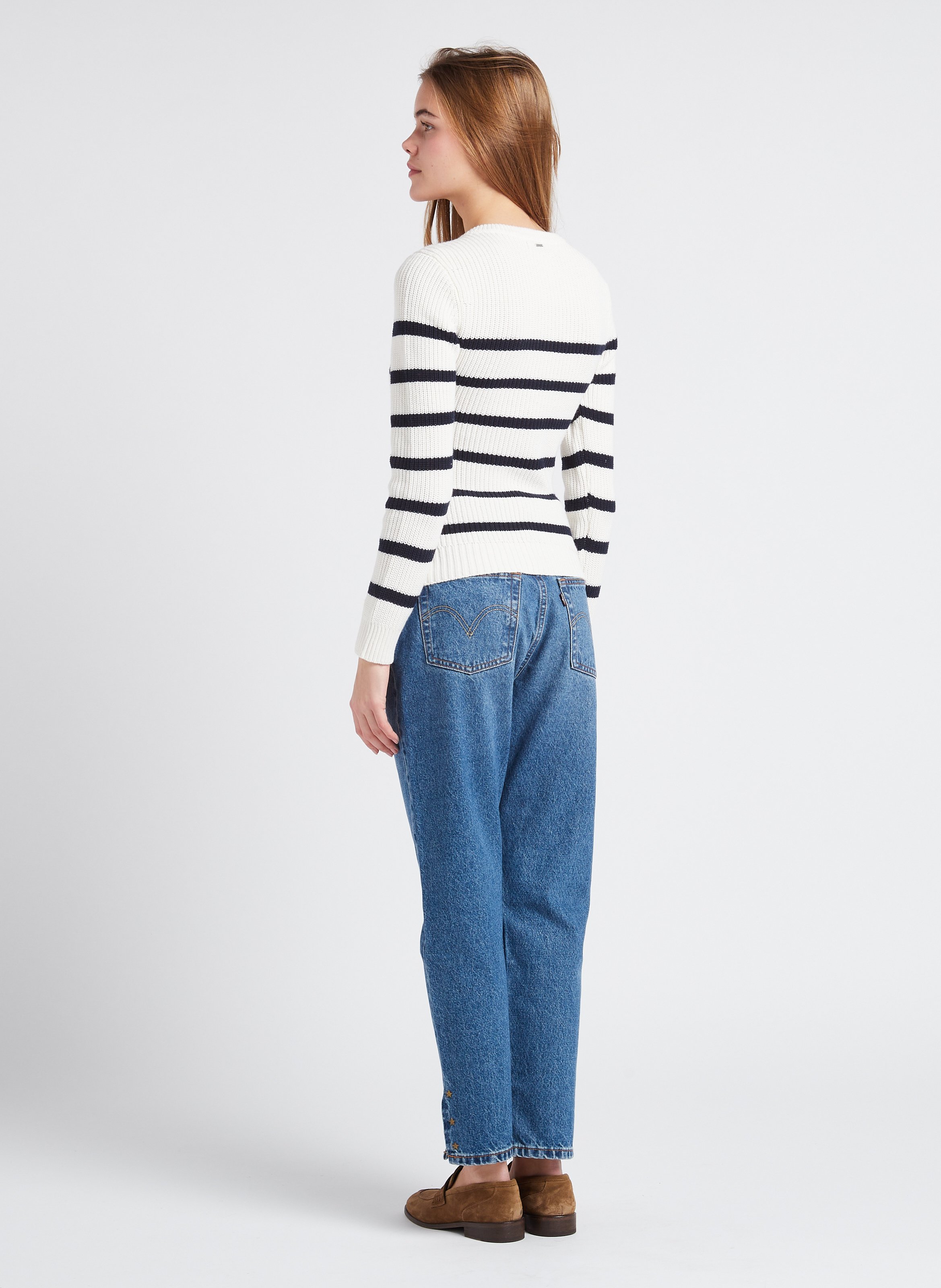 Jean droit cropped en coton LEVI'S Bleu