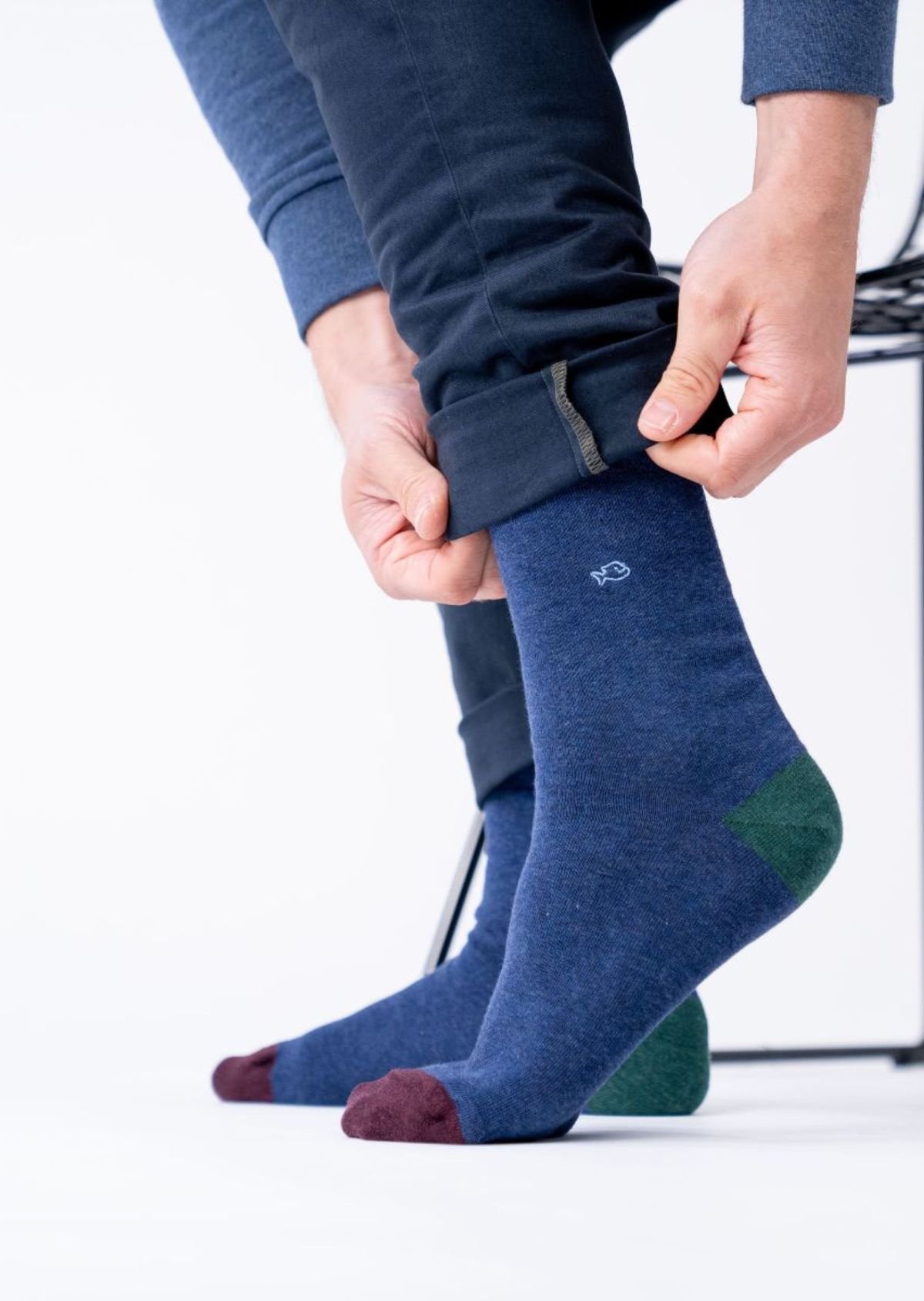 Solid combed cotton socks BILLYBELT Blue