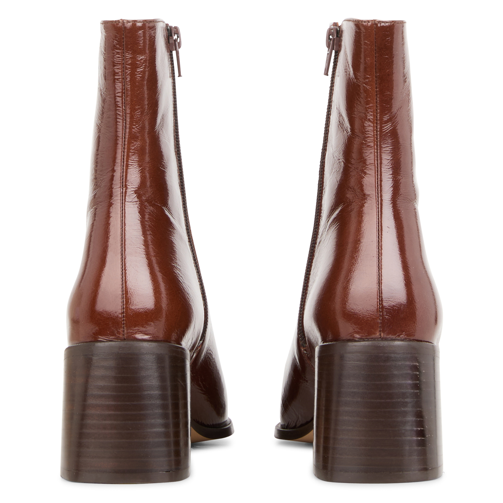 Effen leren enkellaarzen met textuur MELLOW YELLOW Bruin