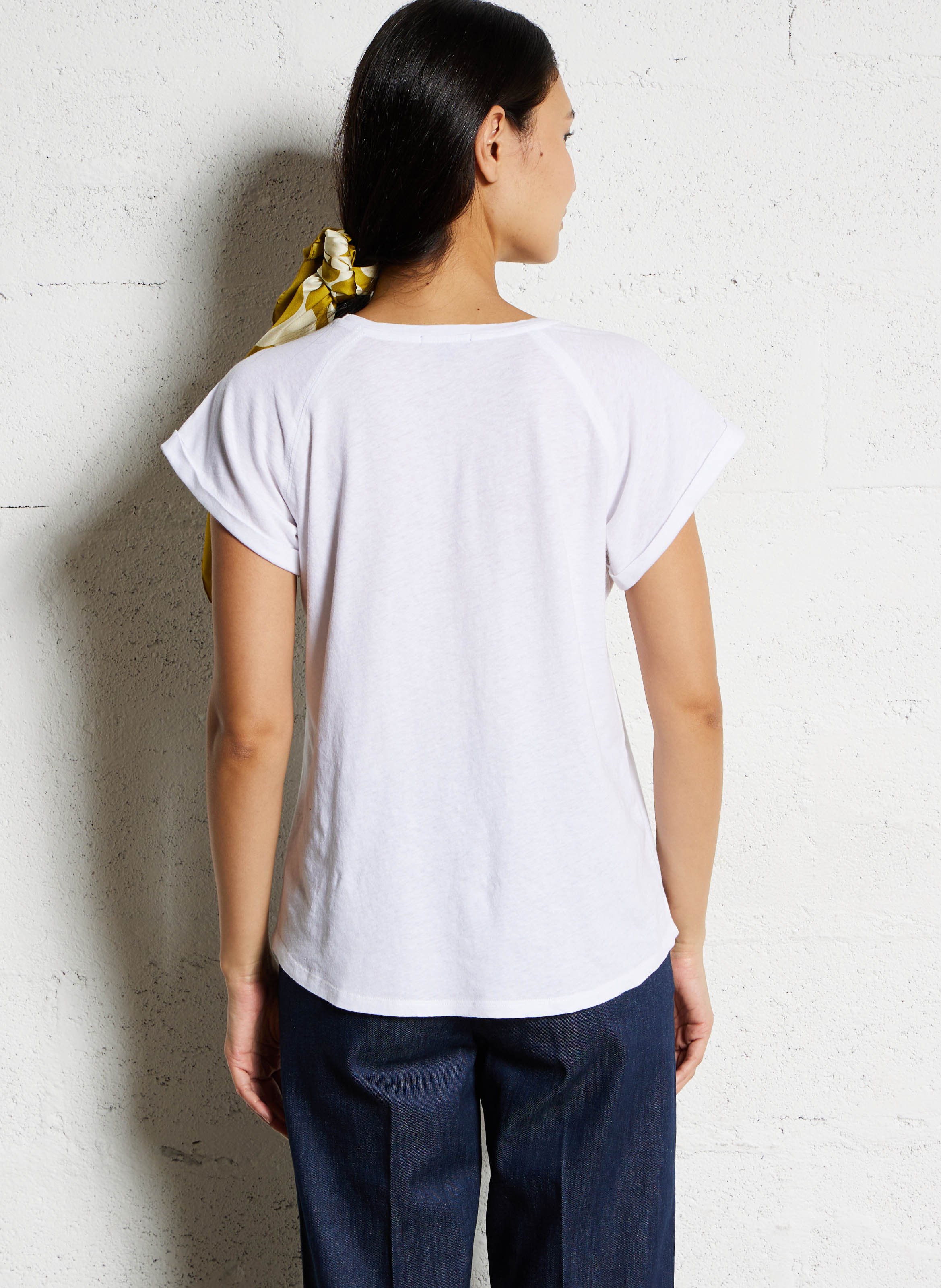 T-shirt met ronde hals en zeefdruk | katoenblend Wit