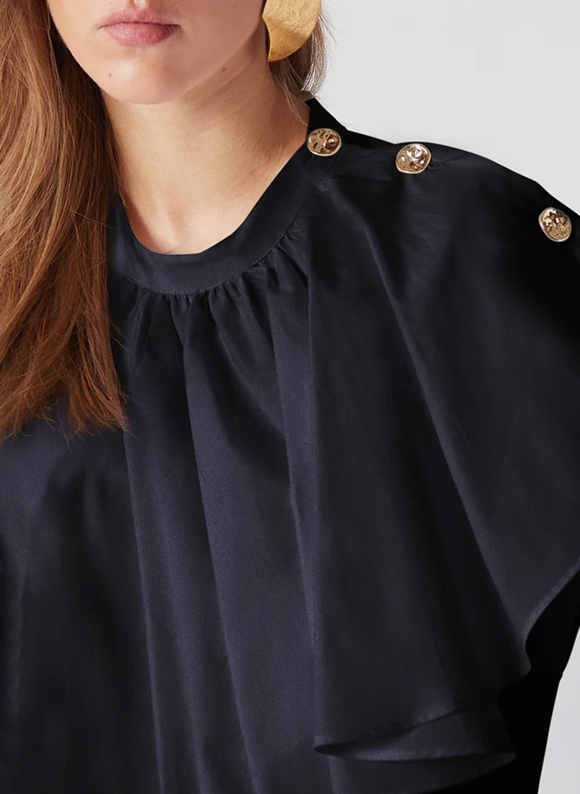 Short-sleeve ruffled top THE LABEL EDITION Black