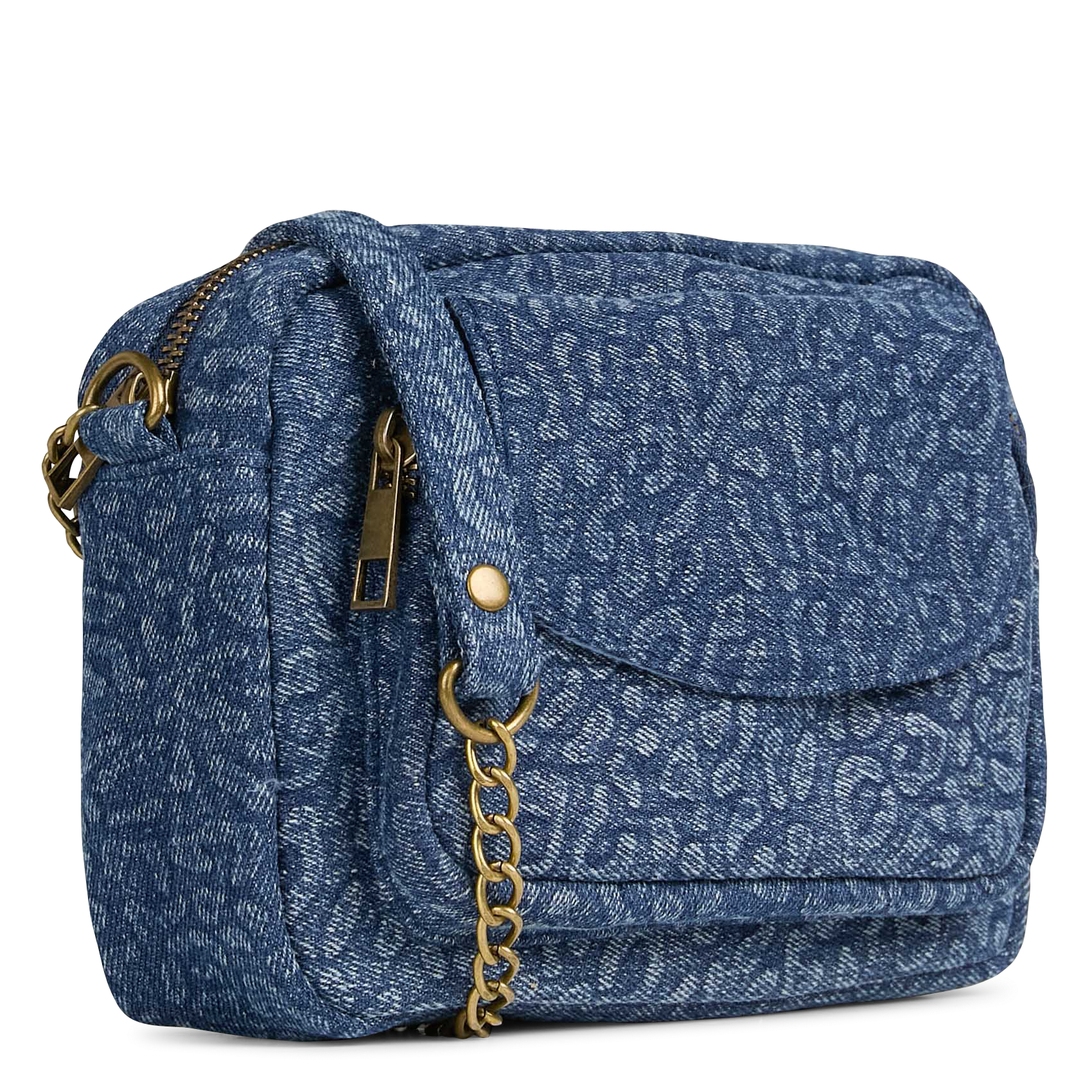Cotton-blend shoulder bag PIECES Blue