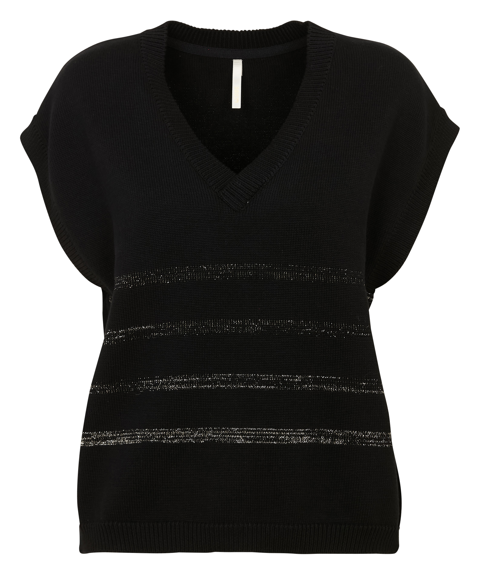 Maglione senza maniche a righe lurex I CODE Nero