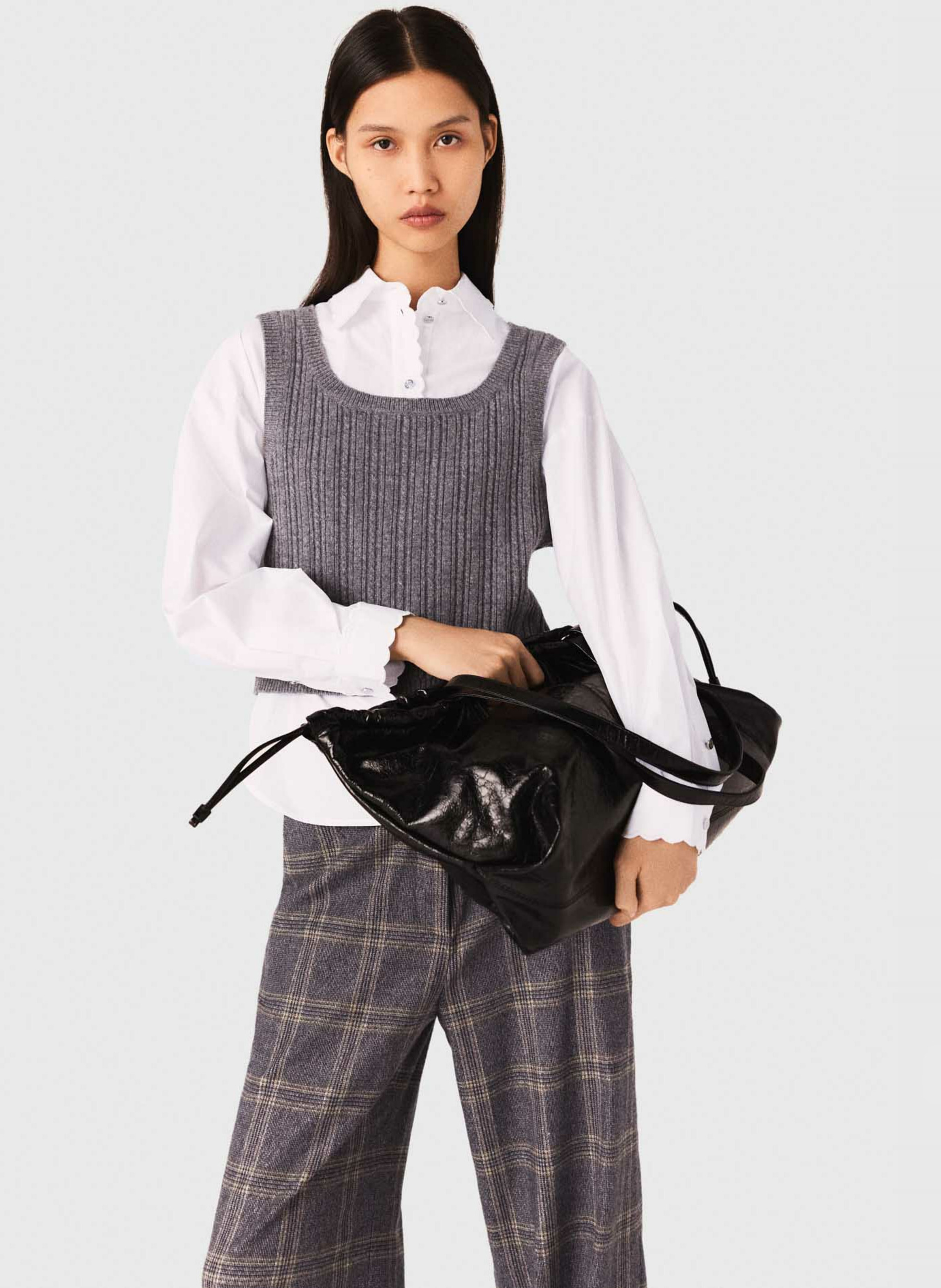 Top en maille 2-en-1 MAJE Gris