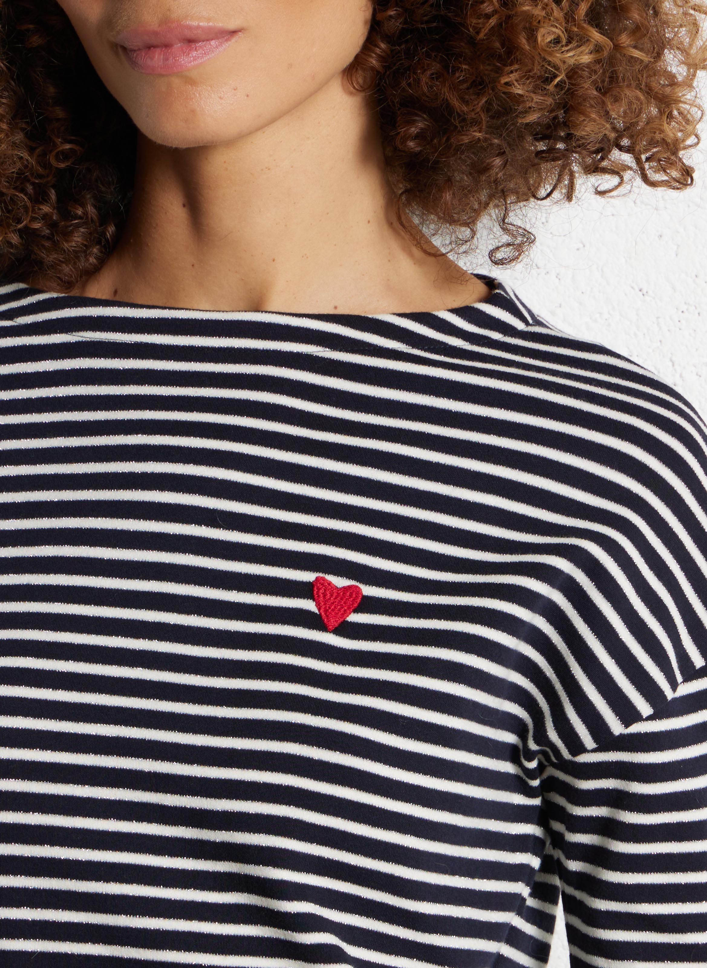 Tee-shirt col bateau en coton mélangé I CODE Bleu