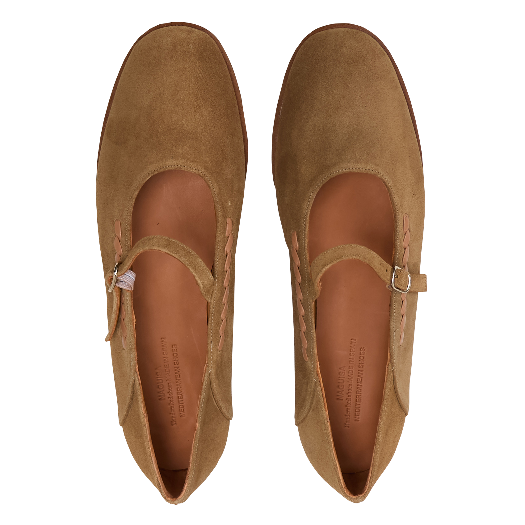 Suede ballet flats with leather strap NAGUISA Brown