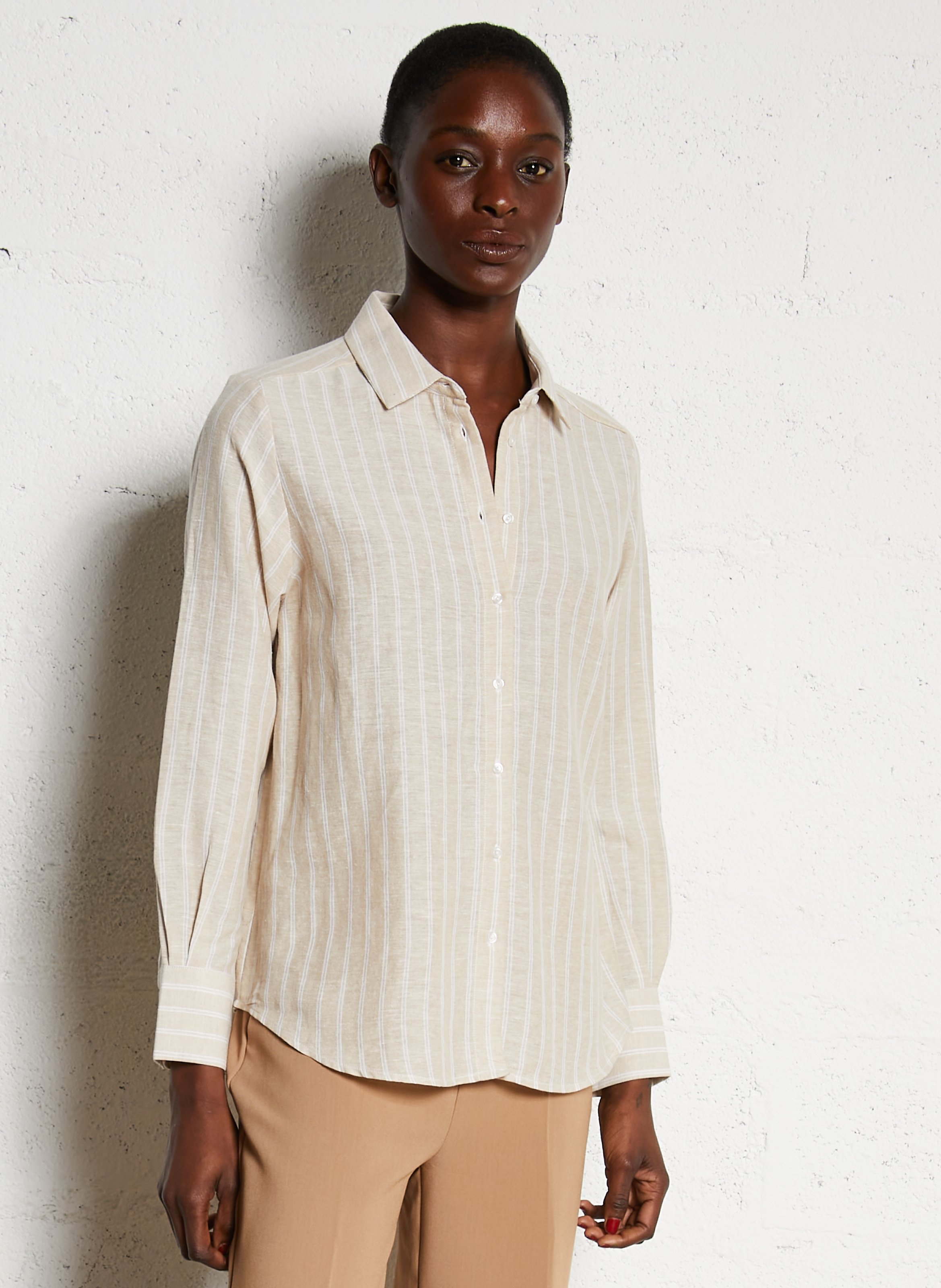 Chemise droite col classique à rayures SUD EXPRESS Blanc