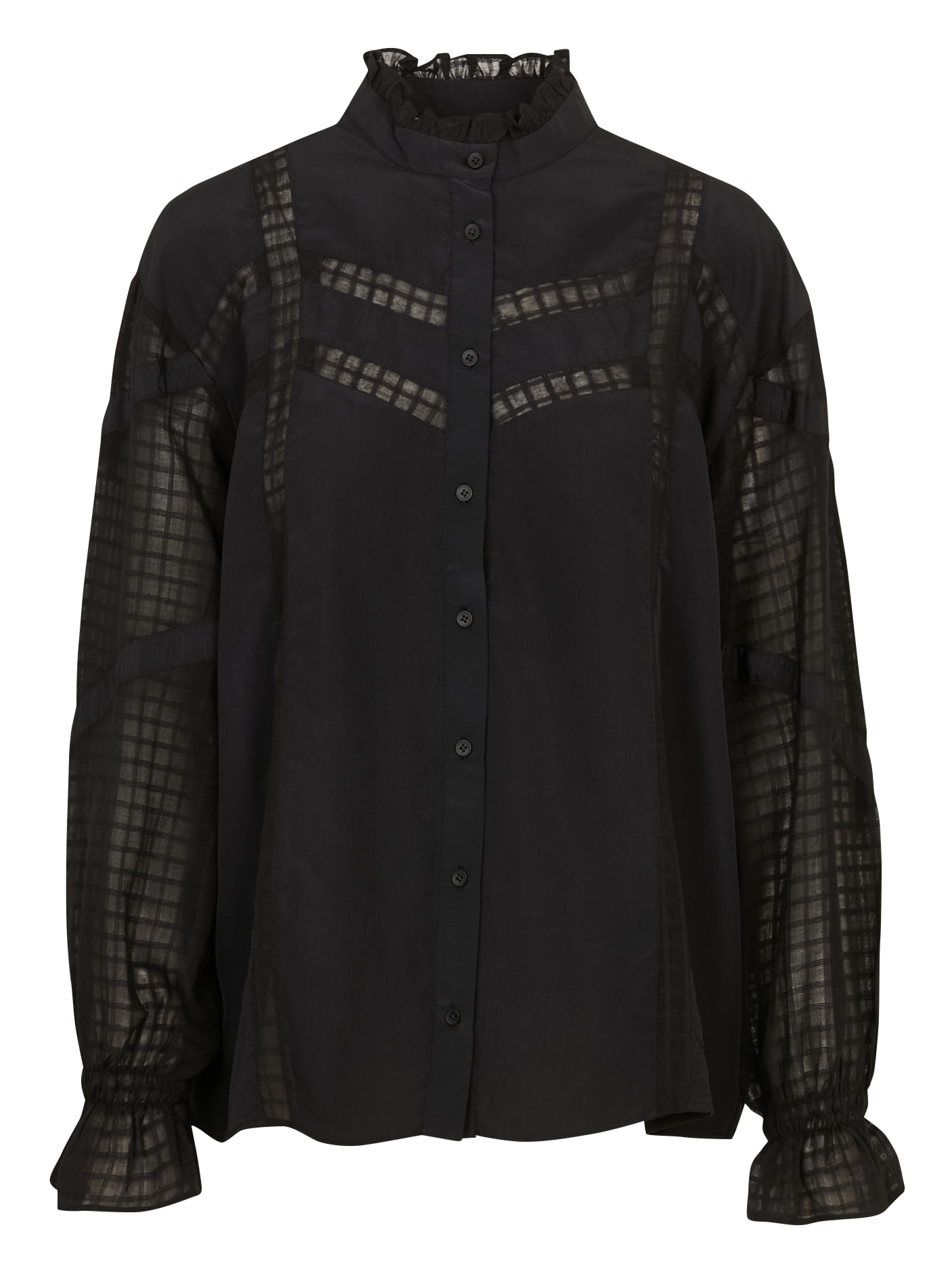 Bluse mit viktorianischem Kragen ACOTE Schwarz