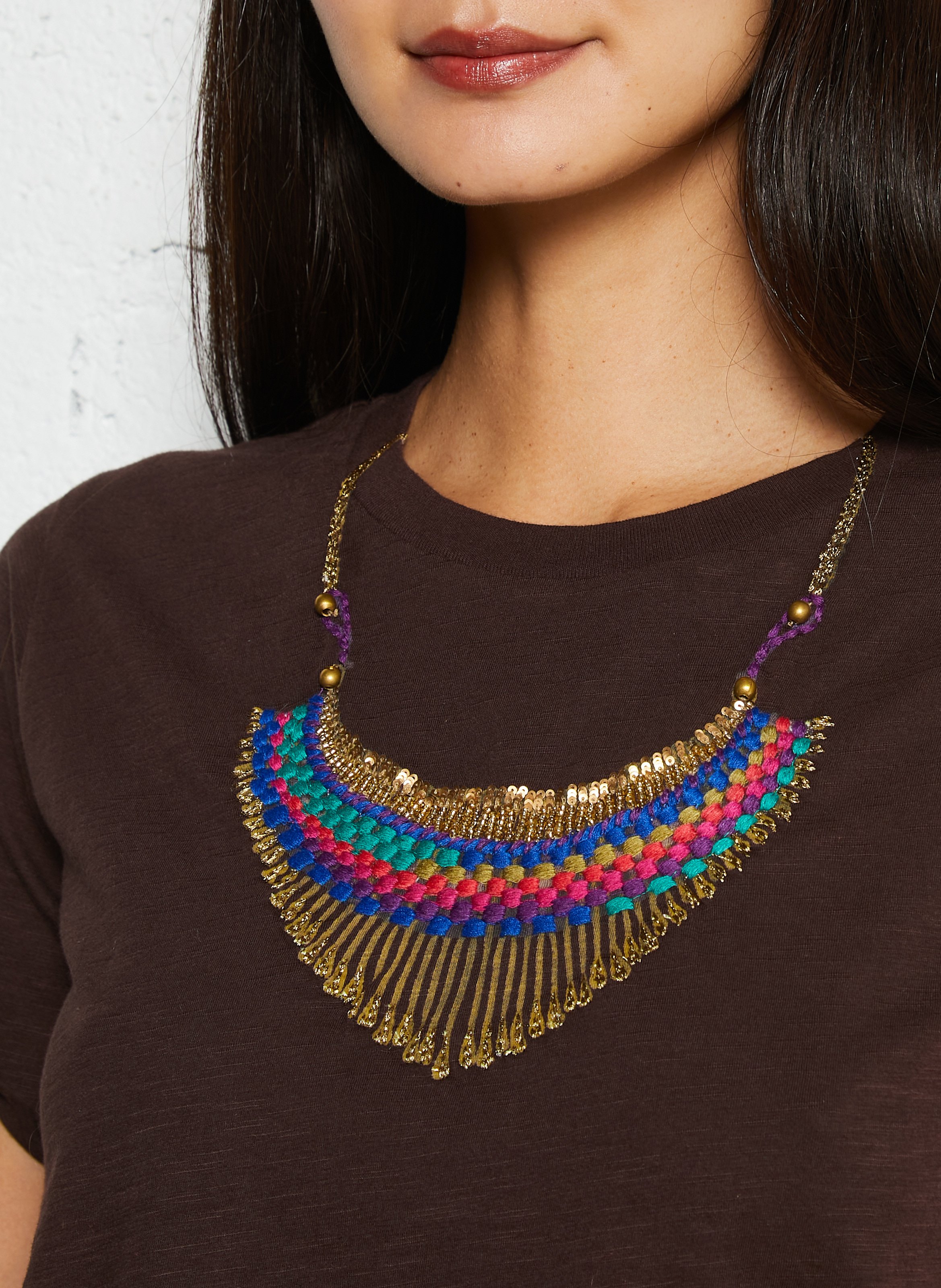 T-shirt van biokatoen met ronde hals LEON & HARPER Bruin