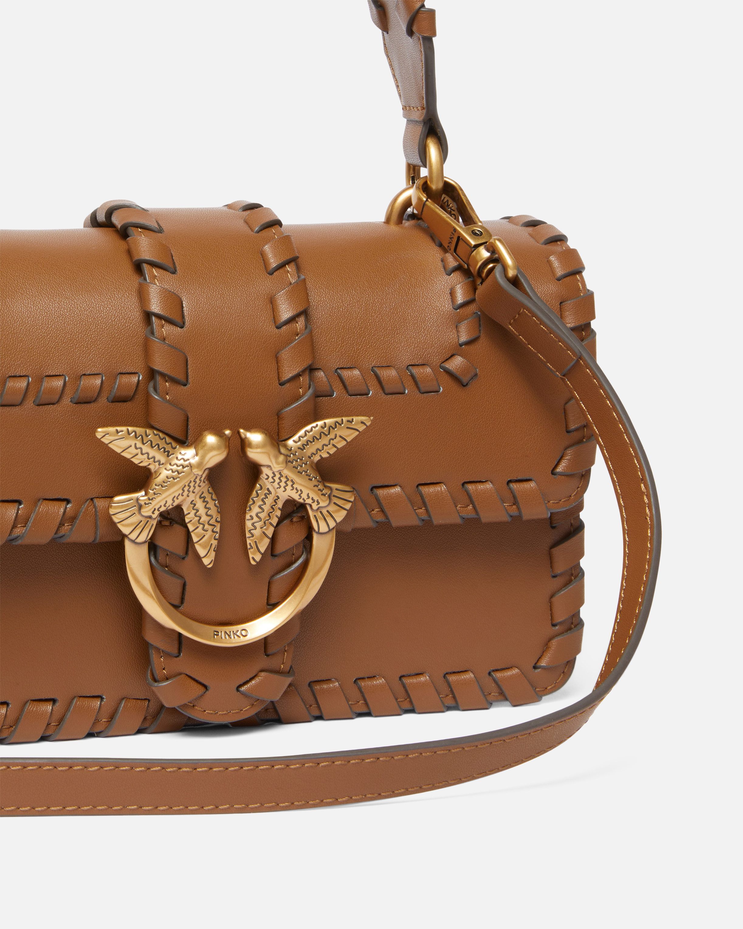 Small leather mini love bag PINKO Brown