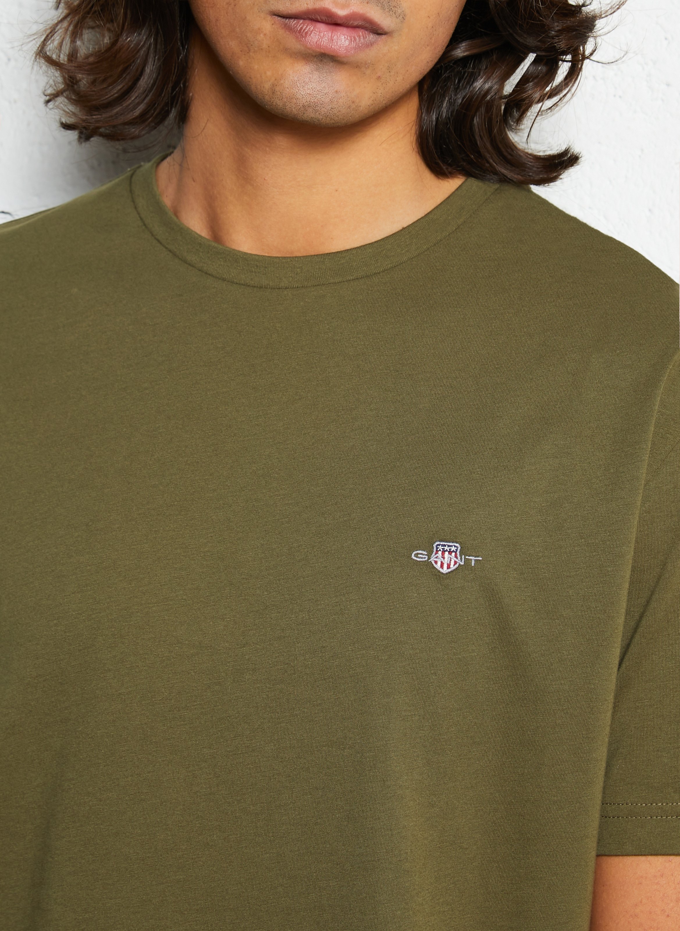 Straight cotton round-neck T-shirt GANT Green