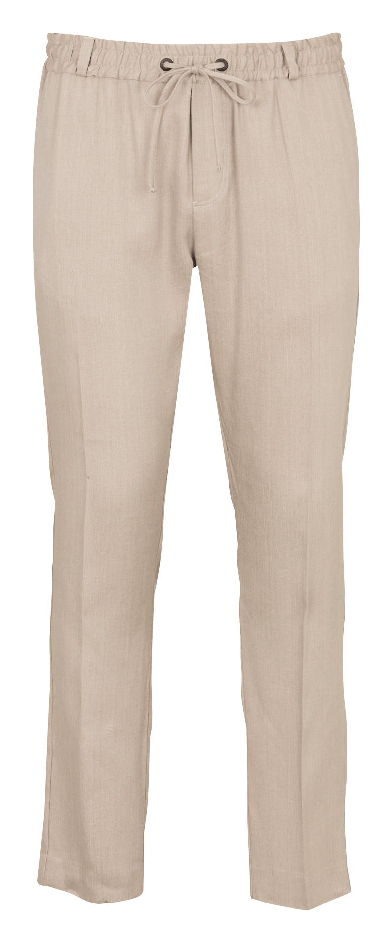 Pantalon casual droit uni en lin mélangé IKKS Beige