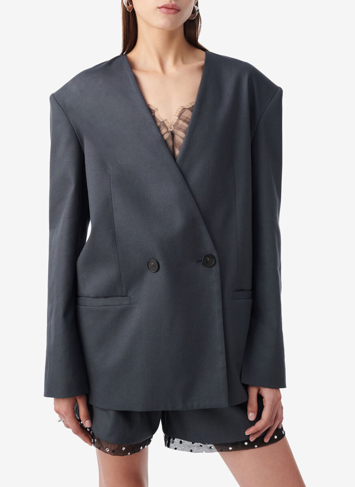 Solid V-neck tailored blazer IRO Grey