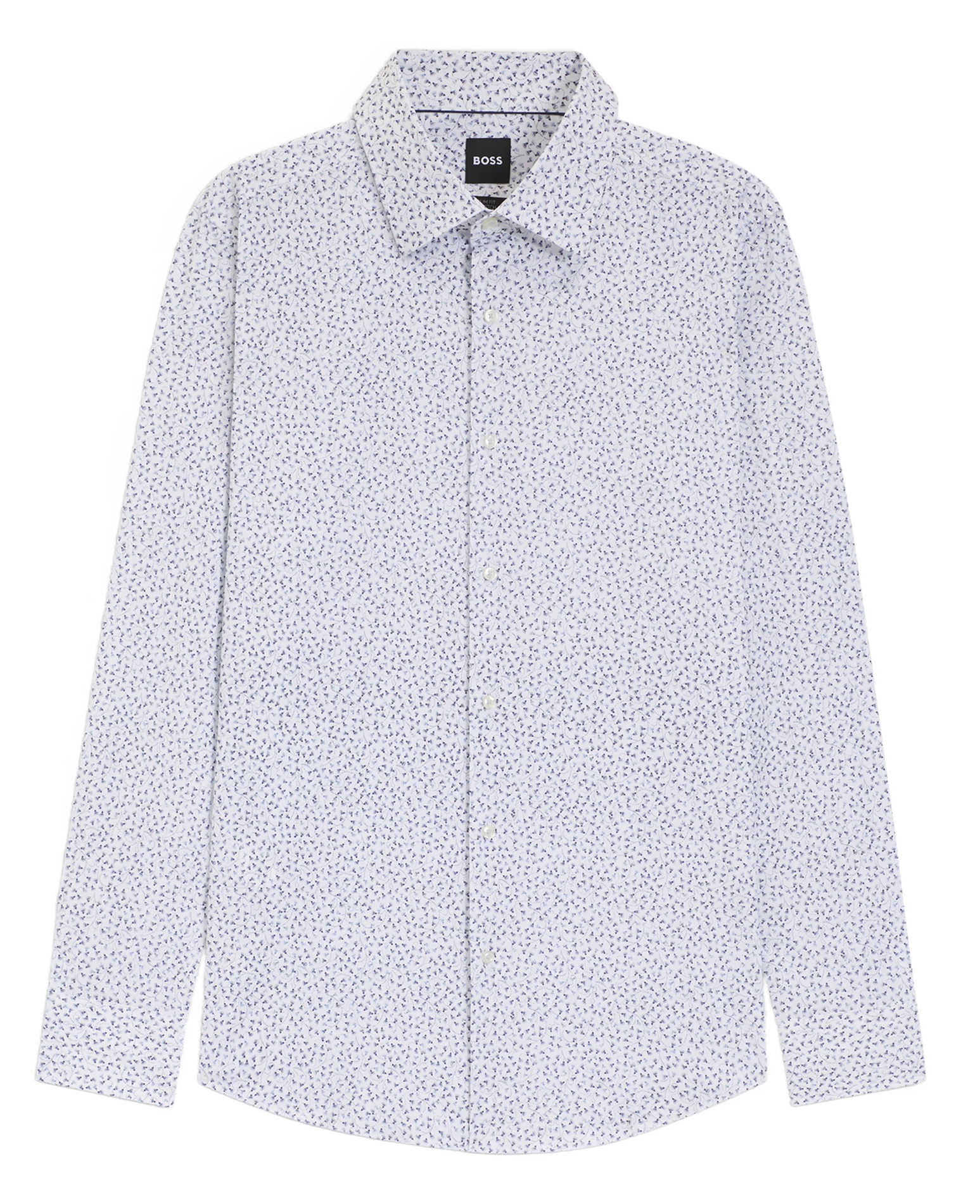 Straight classic collar shirt in printed blended cotton BOSS Blue