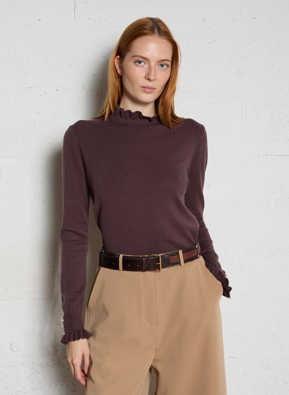 Jacquard ruffled round-neck sweater LA PETITE ETOILE