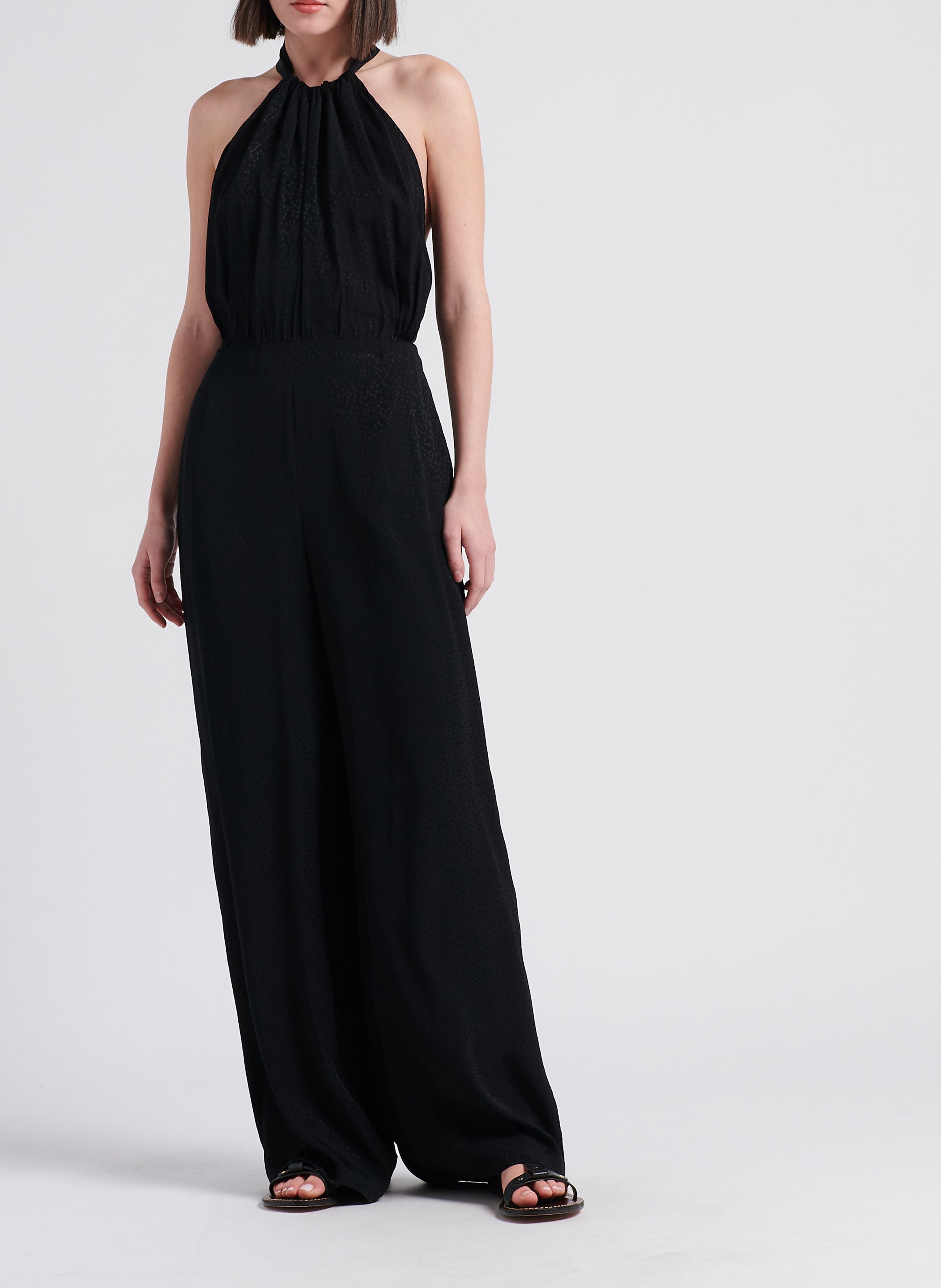 American sleeve wide-leg jumpsuit ATTIC AND BARN Black