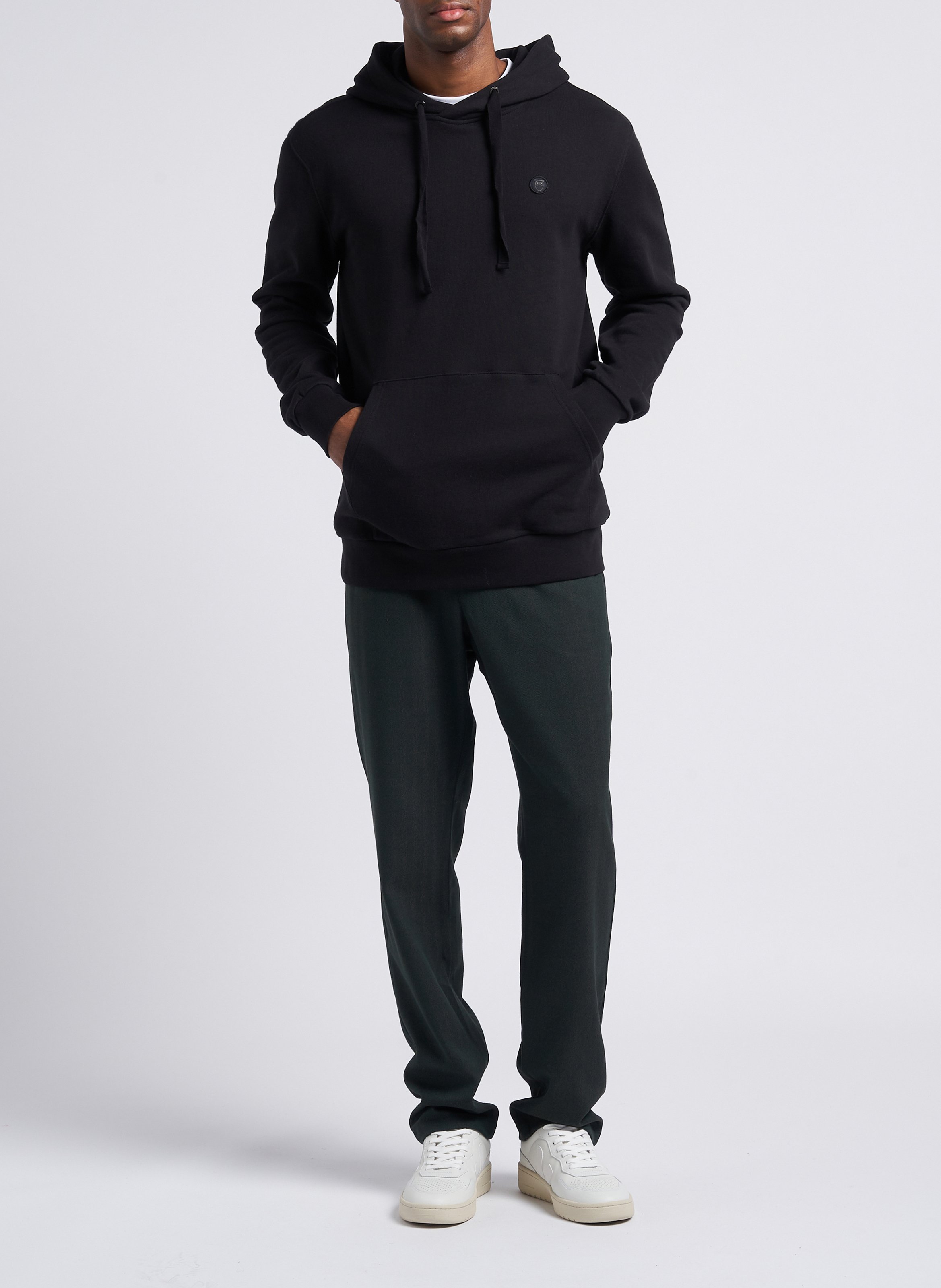 Sweater van biokatoen met capuchon KNOWLEDGE COTTON APPAREL Zwart