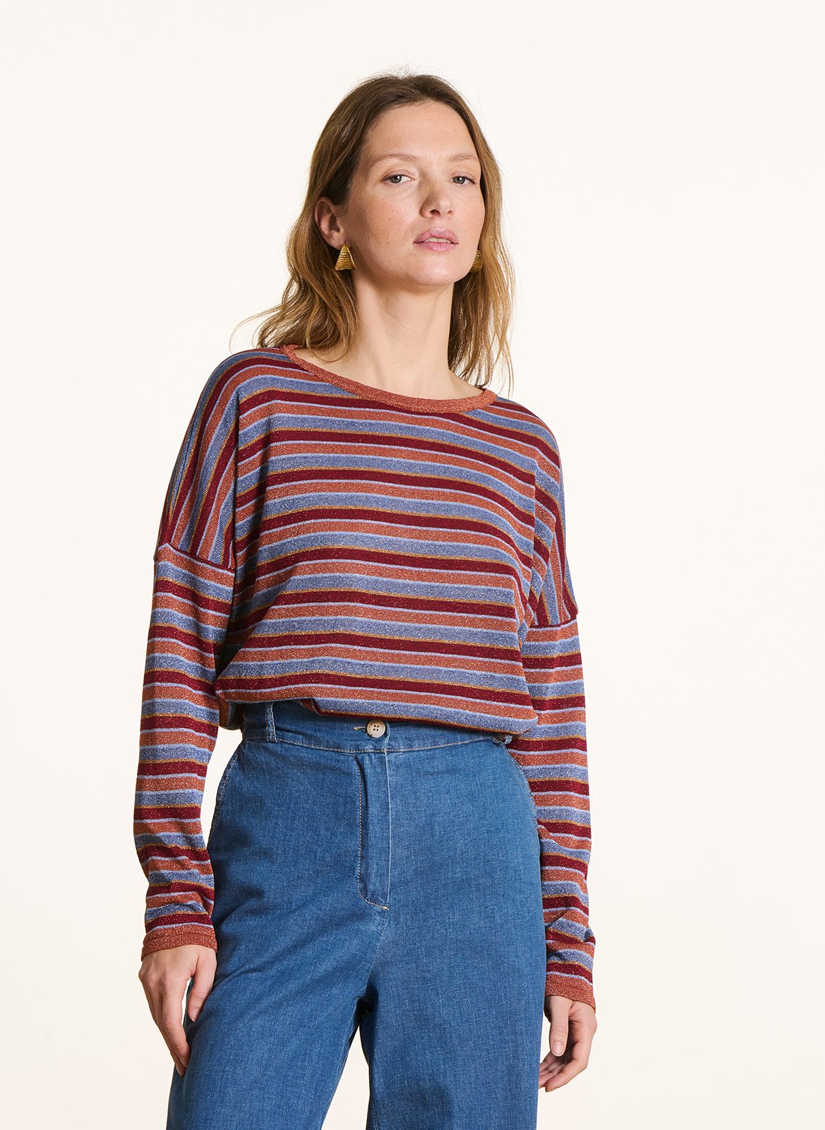 Gestreifter Pullover mit Rundhalsausschnitt LA FEE MARABOUTEE Mehrfarbig