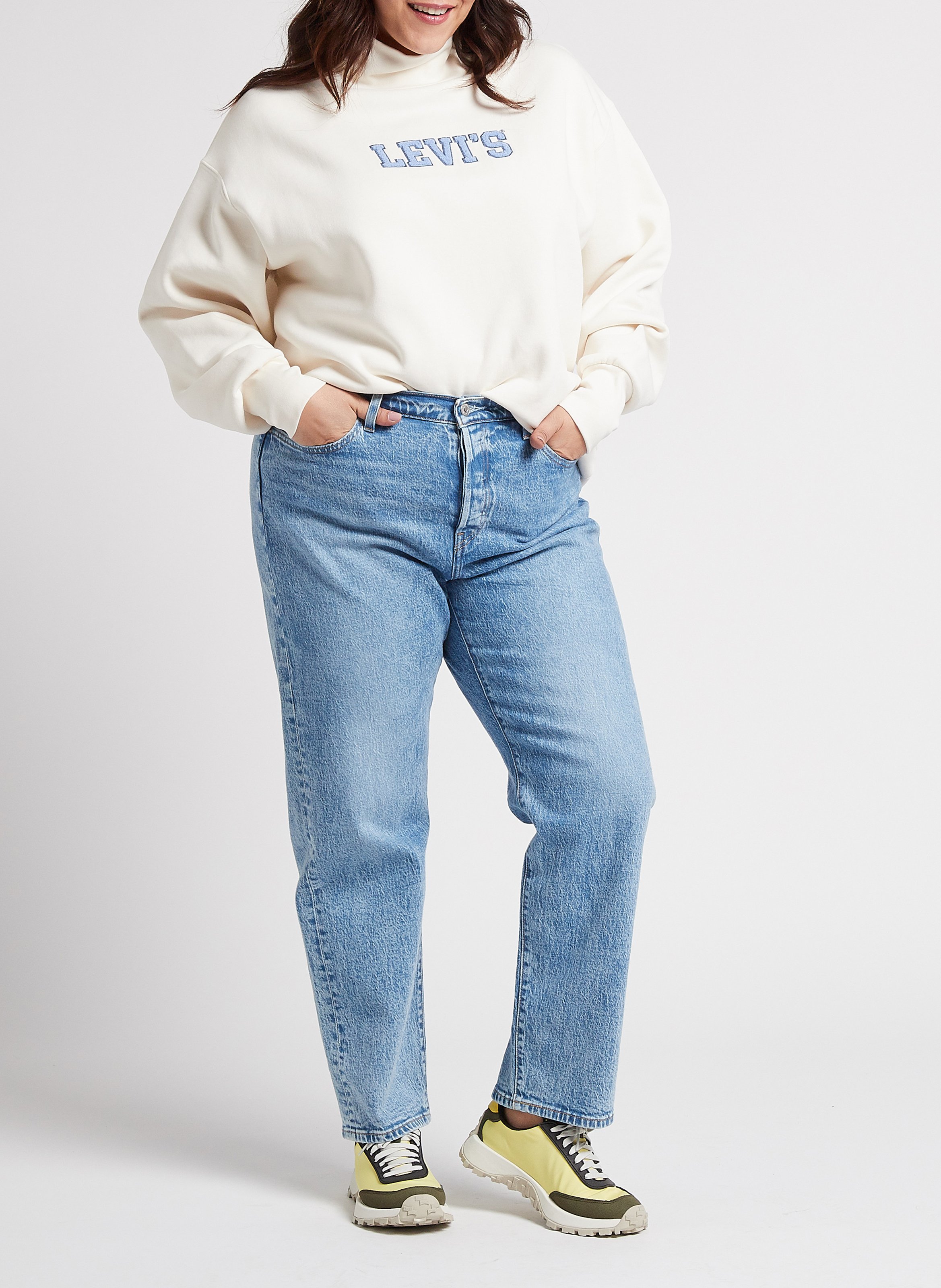 Sweat col montant à logo en coton mélangé  LEVI'S Blanc