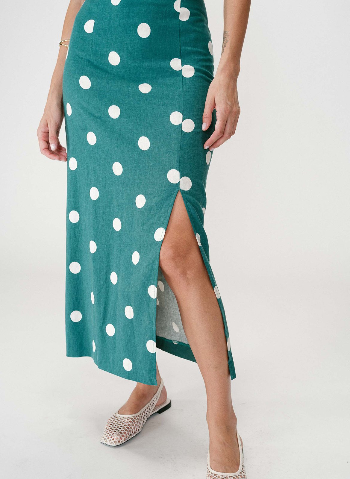 Lange jurk met Amerikaanse kraag GRACE ET MILA Groen