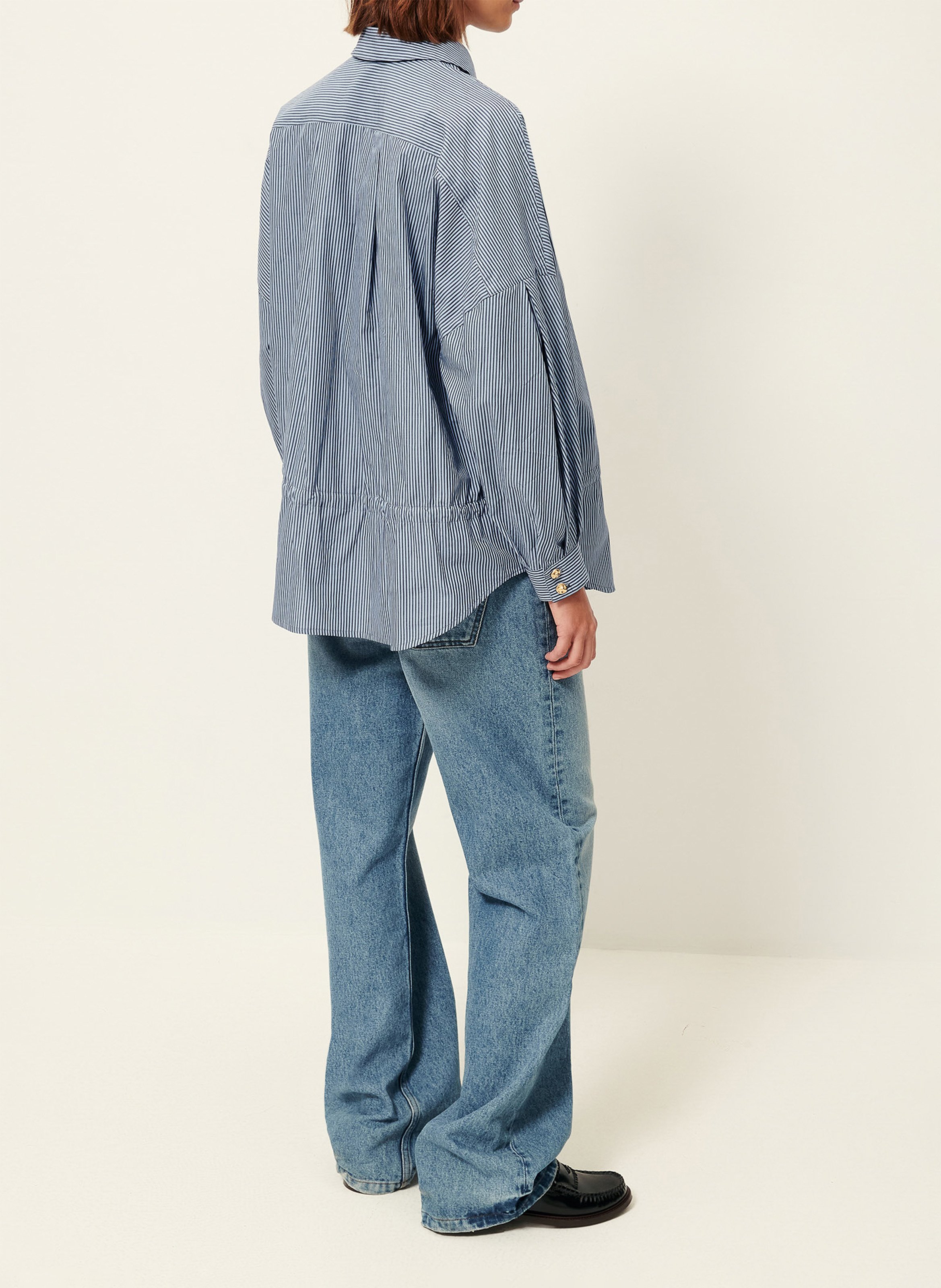 Chemise col classique manches contrastantes en coton SESSUN Blue