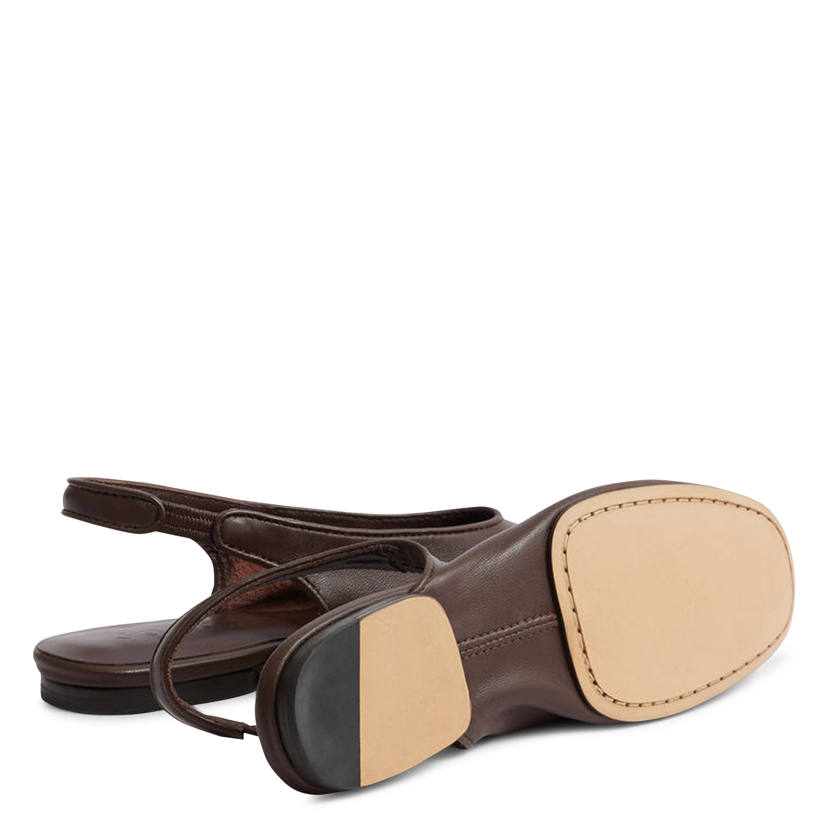 Slingbacks plats en cuir  SOEUR Marron