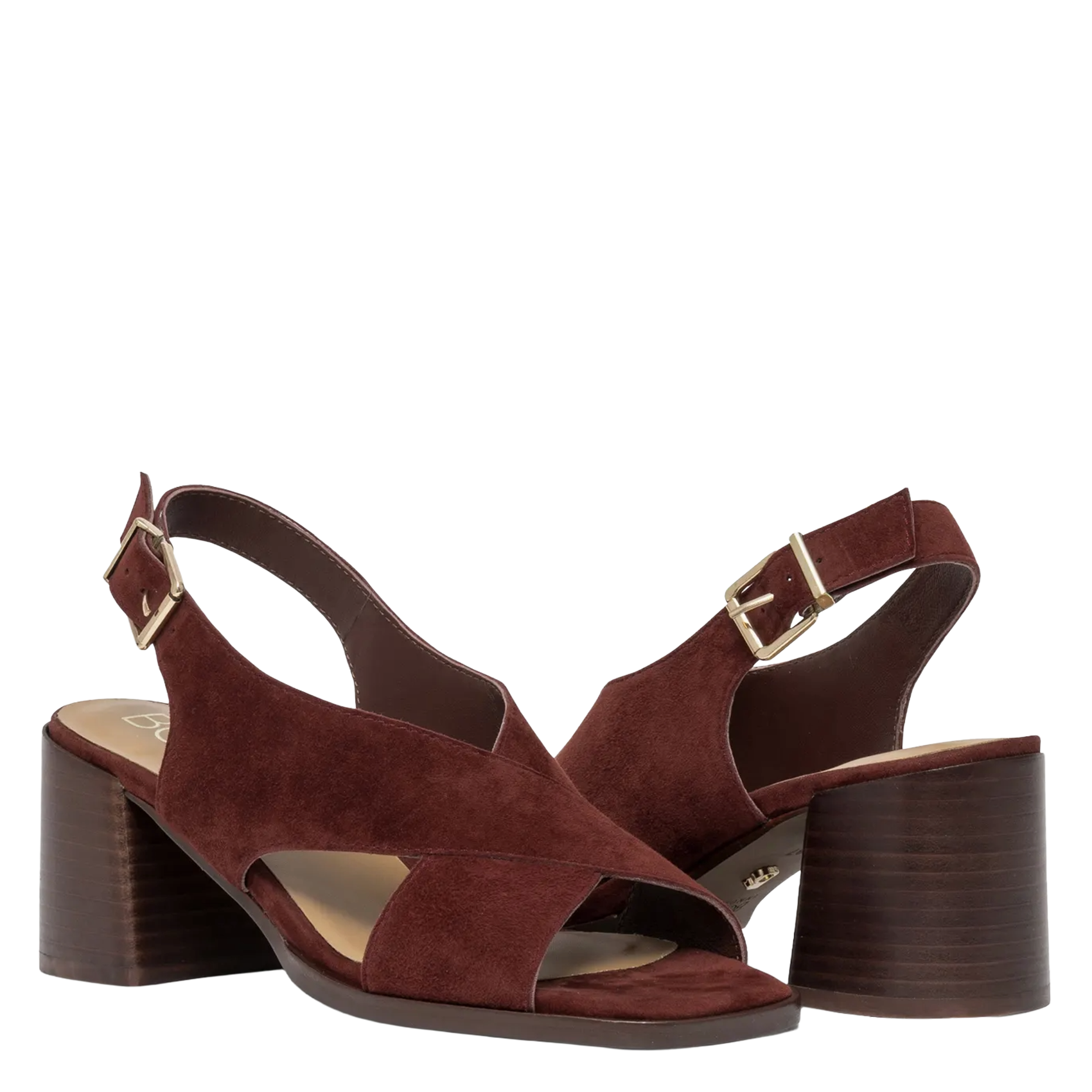 Heeled suede sandals BOCAGE Purple