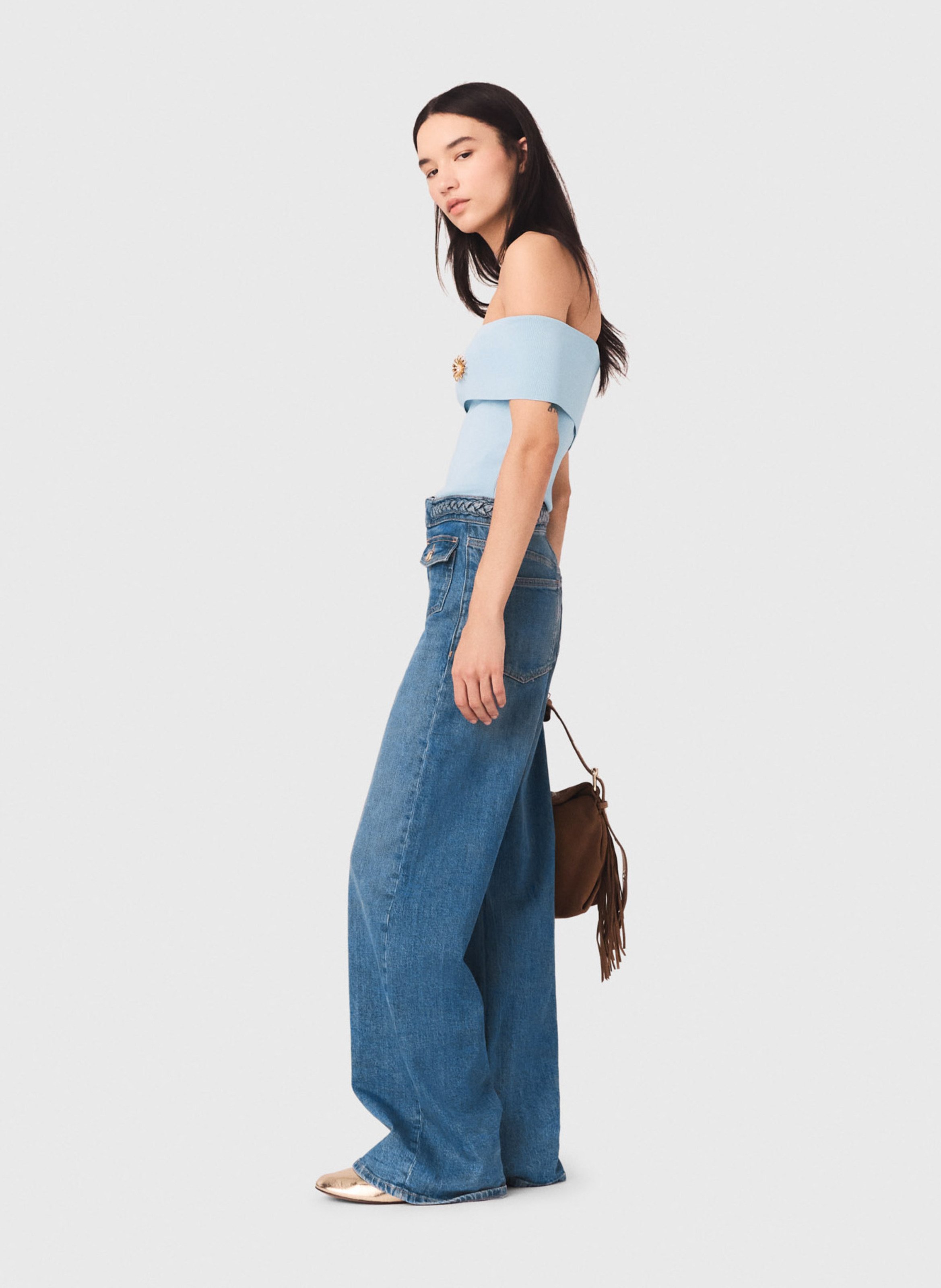 Jeans met wijde pijpen | katoenblend MAJE Blauw