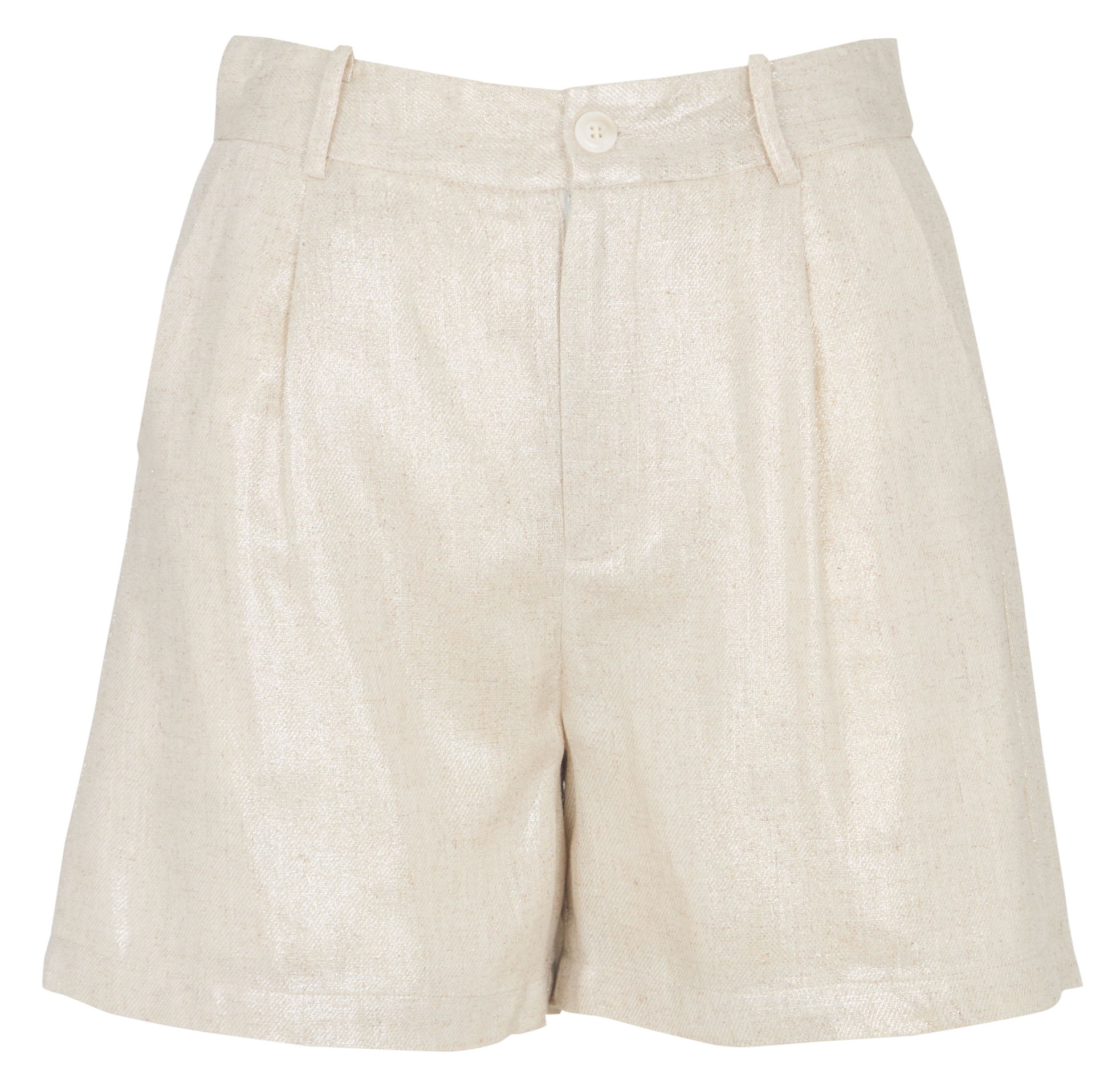 Short droit métallisé en lin mélangé SEE U SOON Beige
