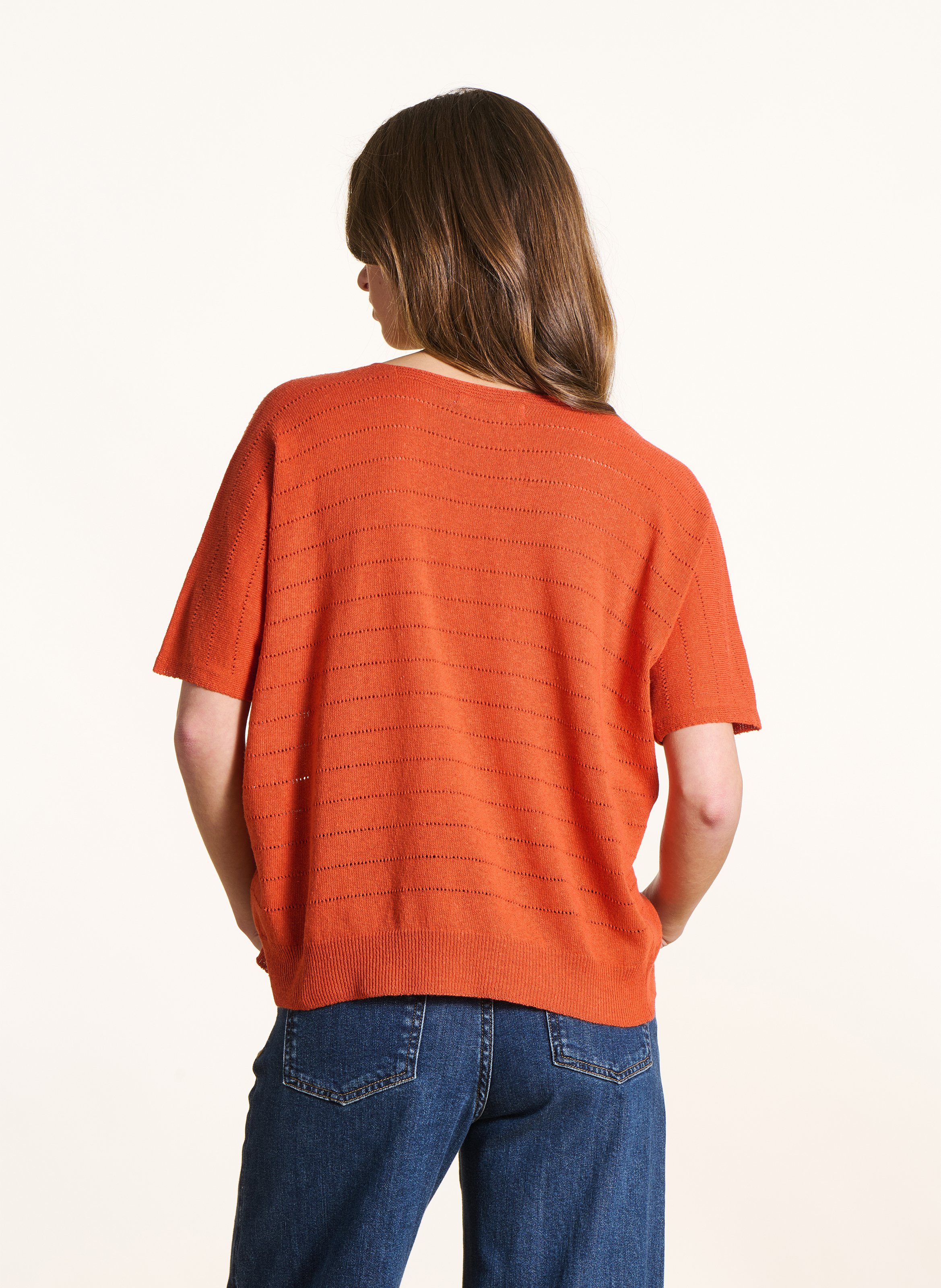 Pullover aus Baumwoll-Mix mit V-Ausschnitt LA FEE MARABOUTEE Braun