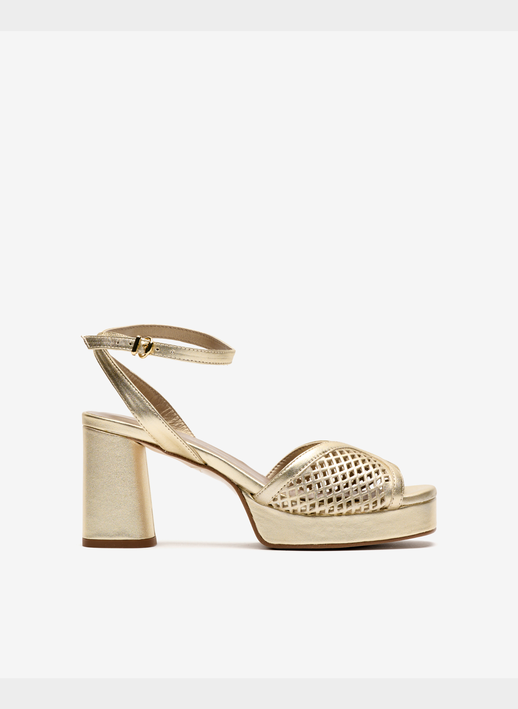 Platinum metallic leather heeled sandals PEDRO MIRALLES Golden
