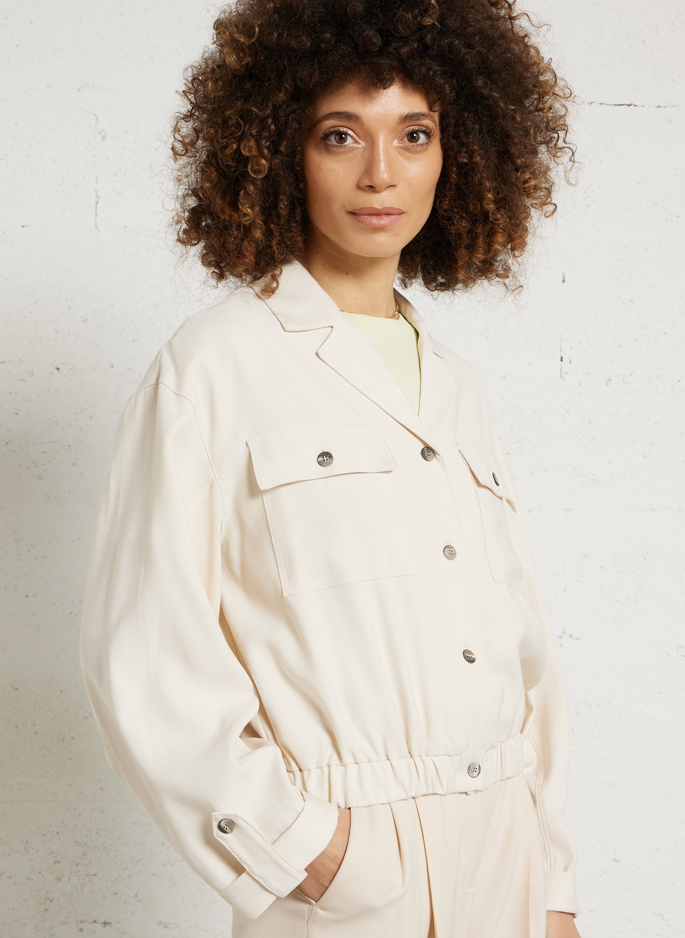 Straight tailored collar jacket PLEASE Beige