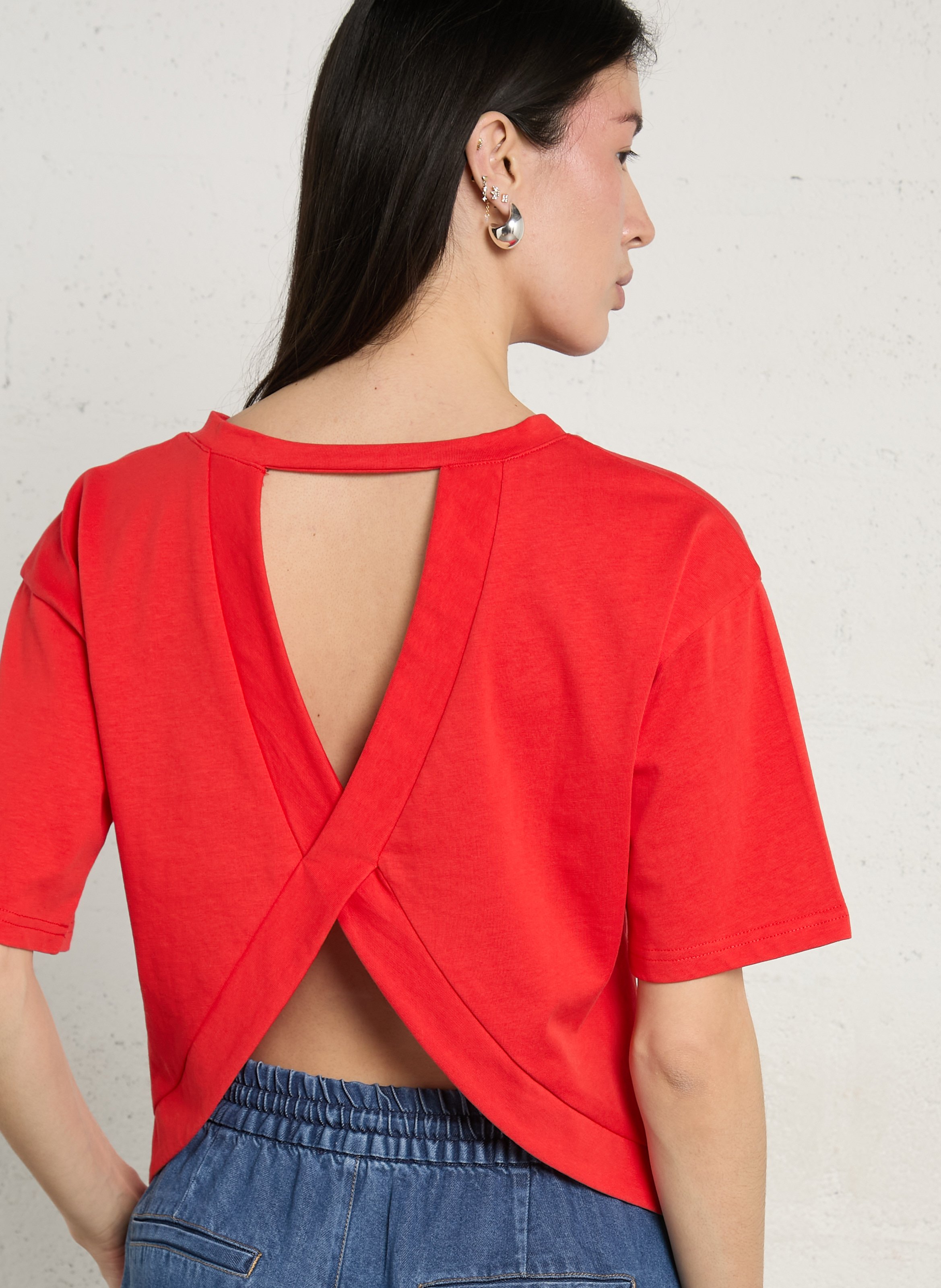 Organic cotton crop top SUNCOO Red