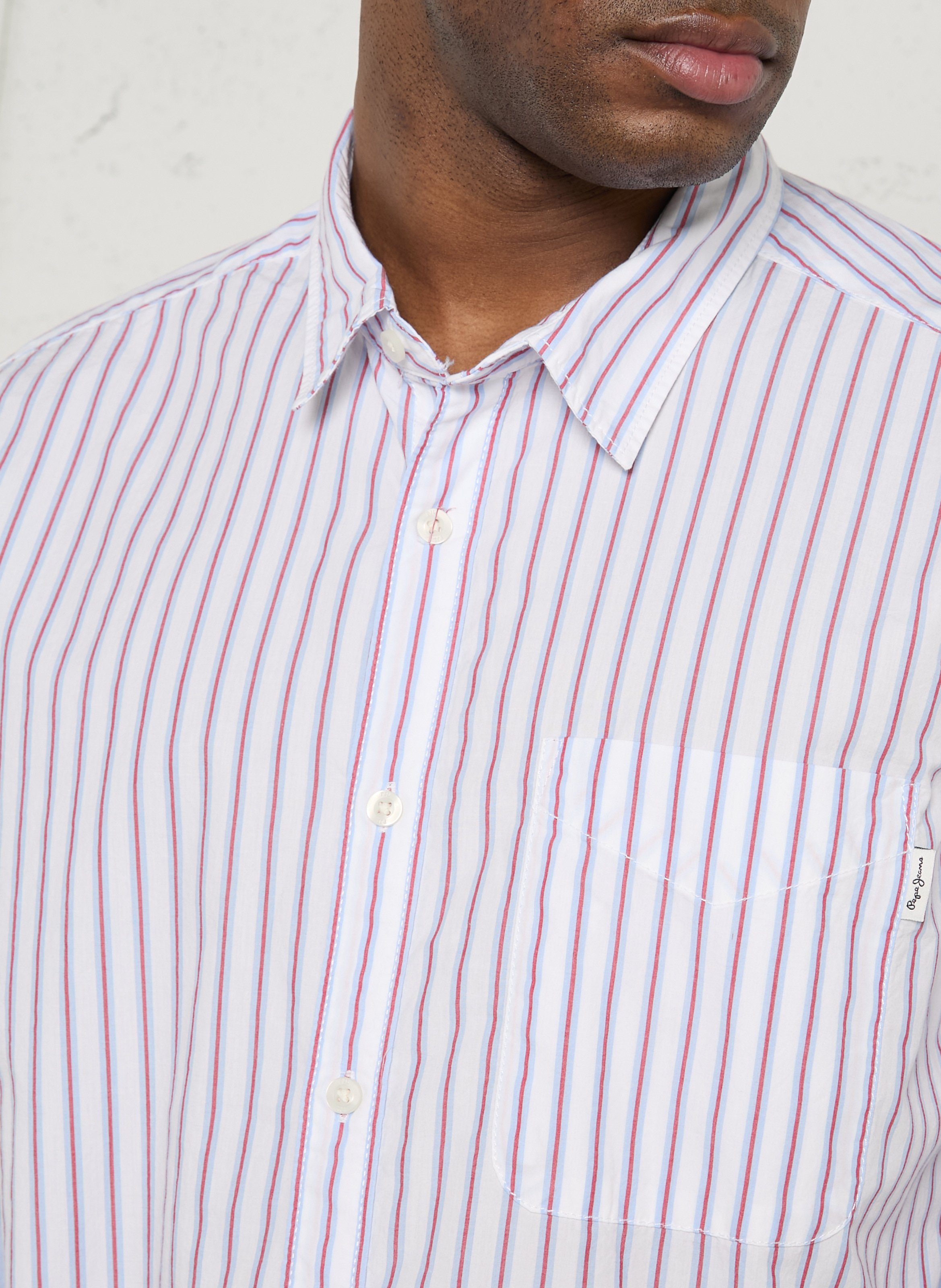 Chemise regular-fit col classique rayée en coton PEPE JEANS Blanc