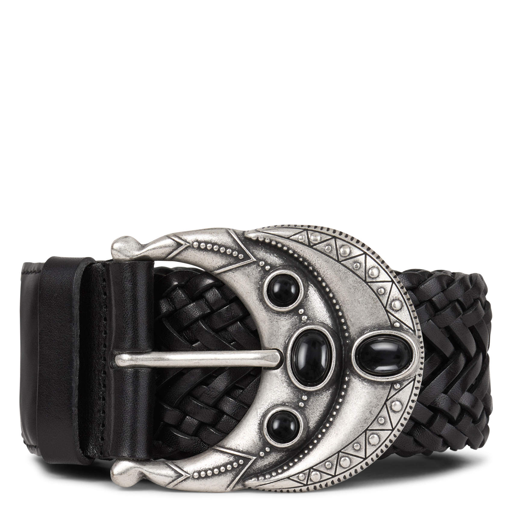 Gevlochten ceintuur van leer BA&SH Zwart