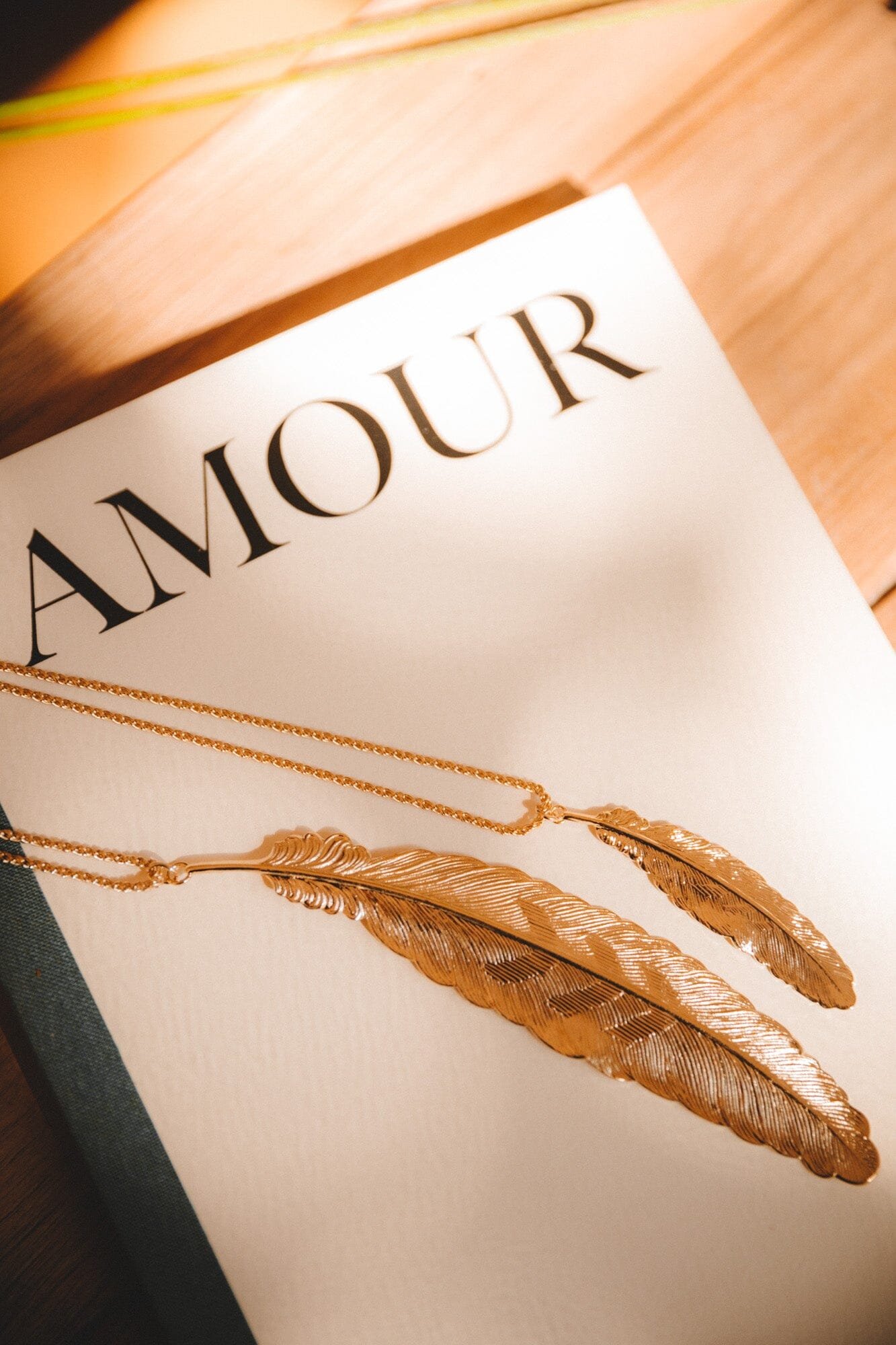 Silver-plated feather necklace Golden