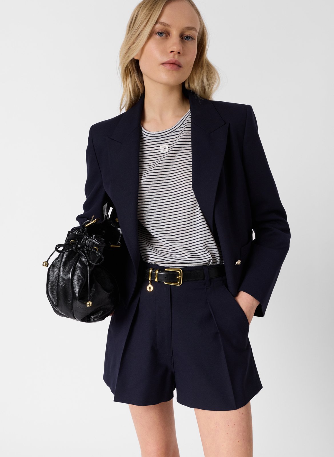 Tee-shirt droit col rond en lin et coton GERARD DAREL Bleu