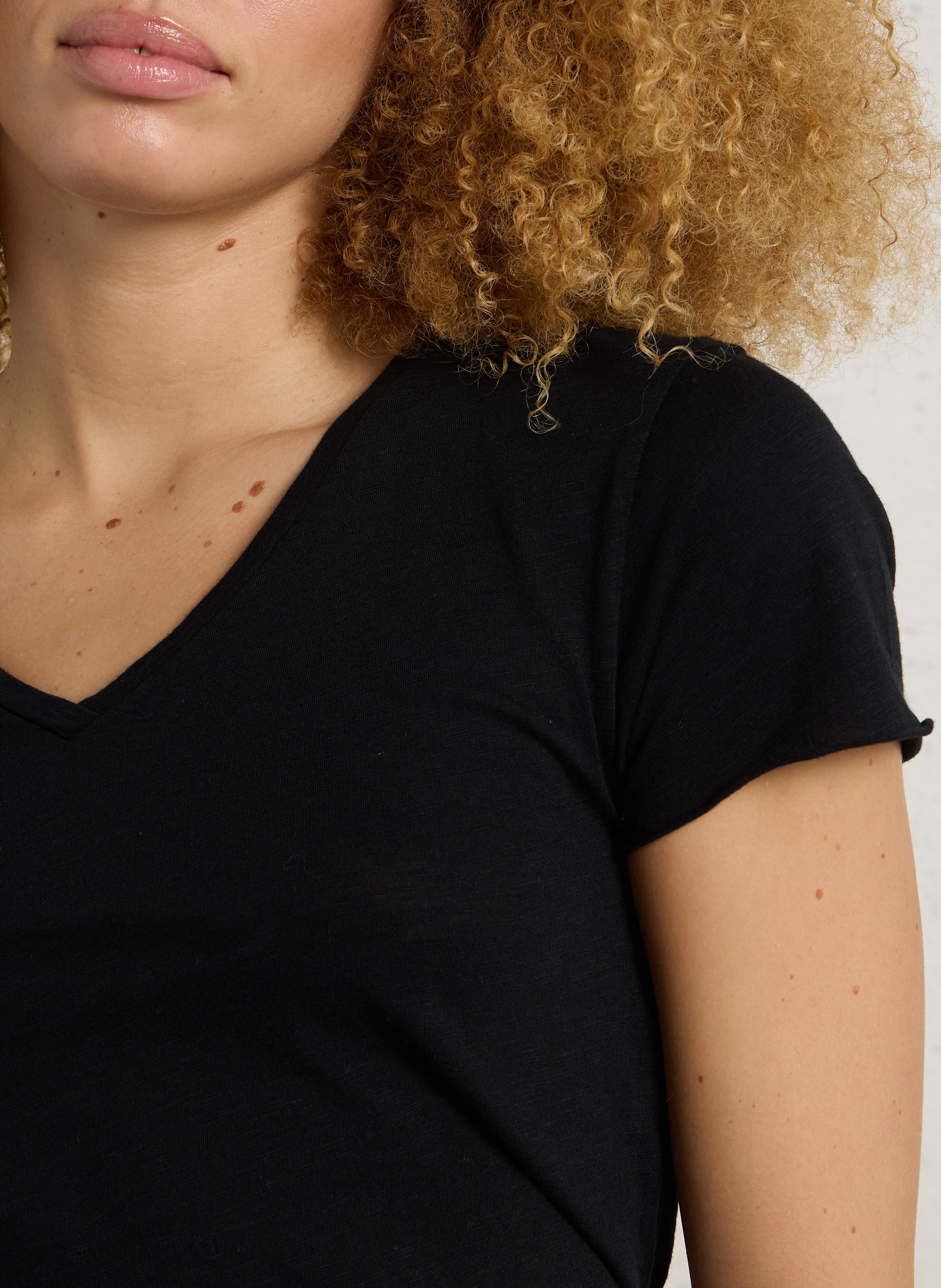 V-neck cotton-blend T-shirt AMERICAN VINTAGE Black