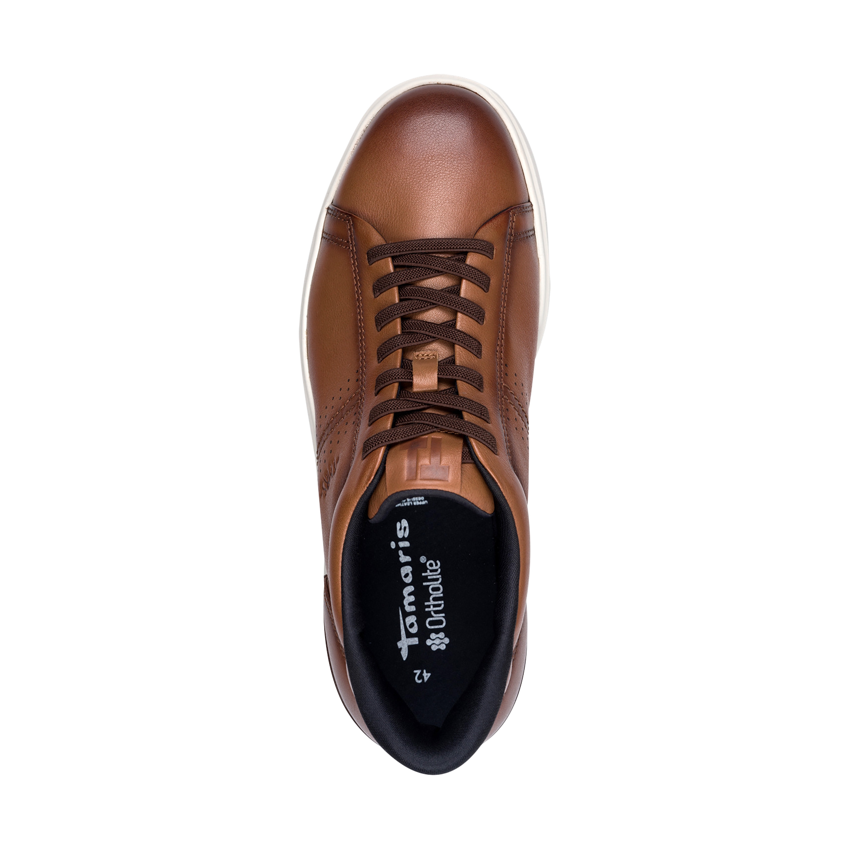 Leather trainers TAMARIS Brown