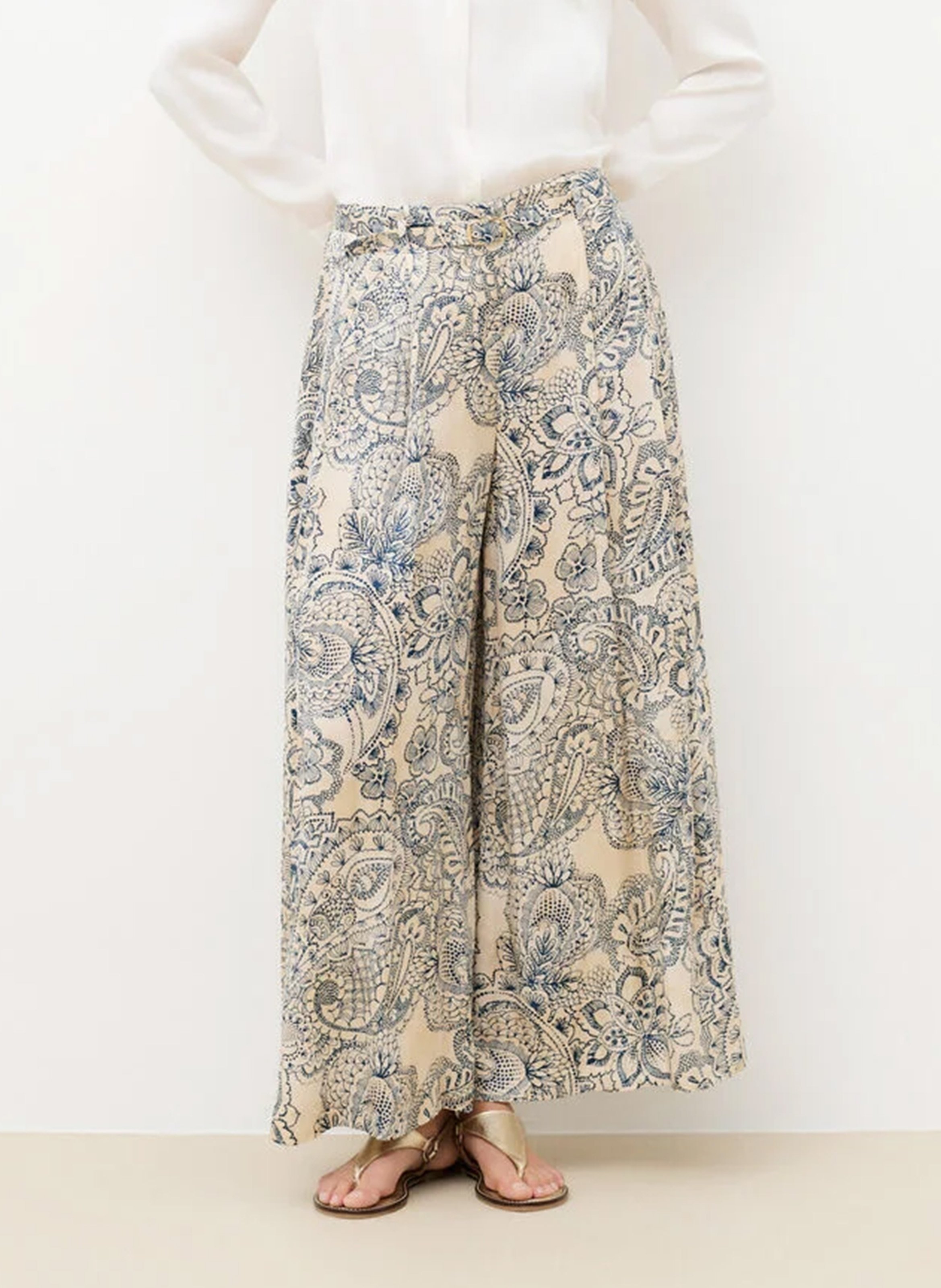 Pantalon large imprimé CAROLL Beige