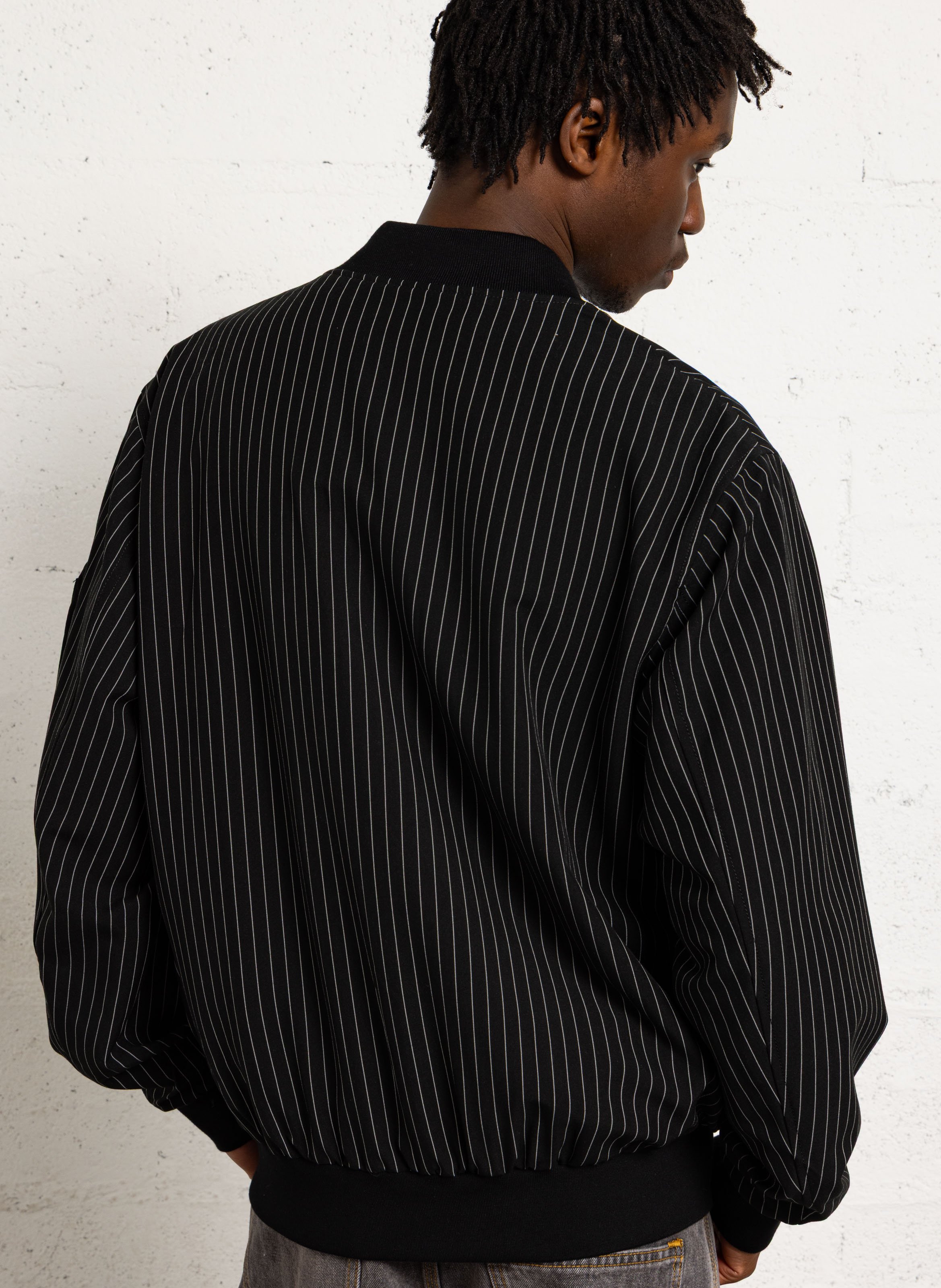 Veste zippée droite à rayures BOMBERS ORIGINAL Noir