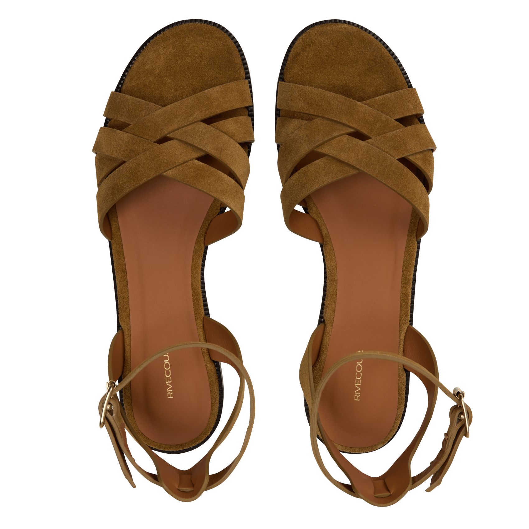 Sandales plates en cuir RIVECOUR Marron