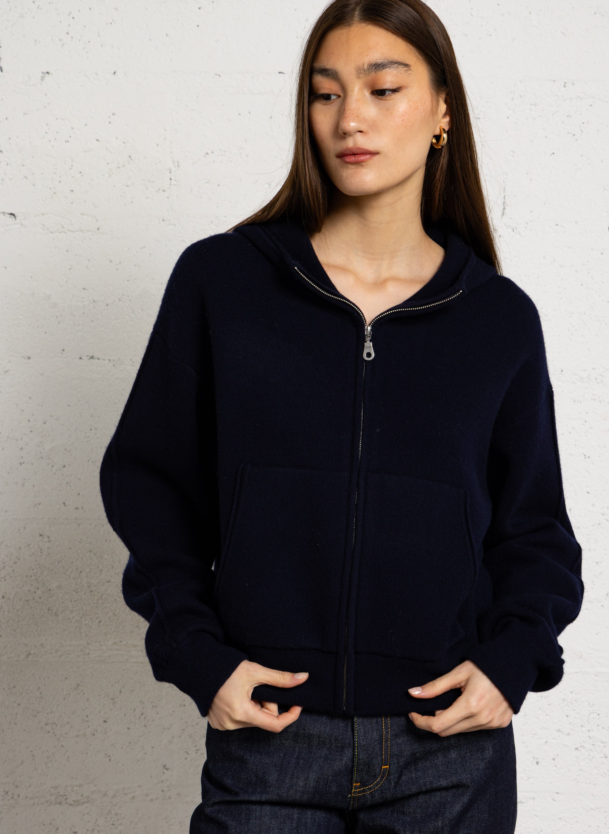 Oversize Kapuzenpullover aus Wolle und Kaschmir MARGAUX LONNBERG Blau